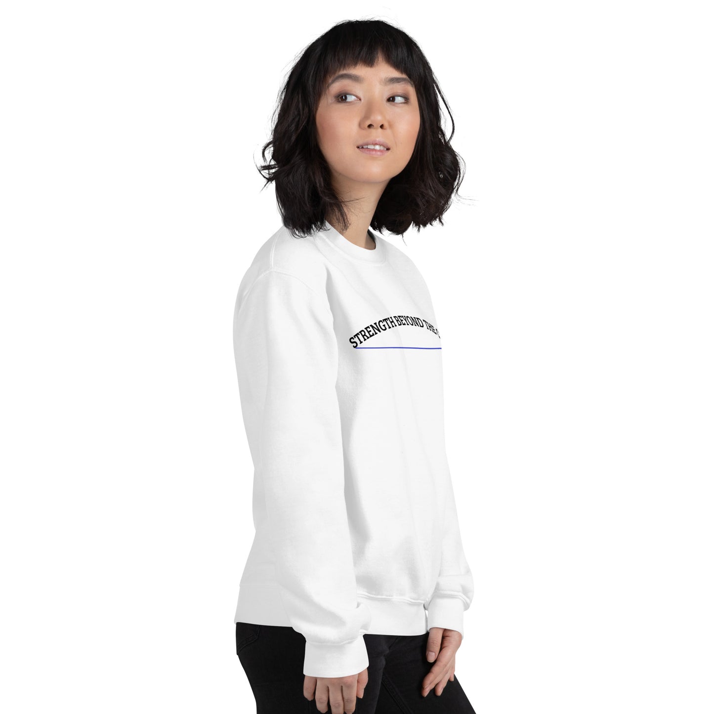 Strength Beyond The Call Blue Line Curved Logo Sweatshirt – Law Enforcement PTSD Awareness | Revival Unleashed-Revival Unleashed
