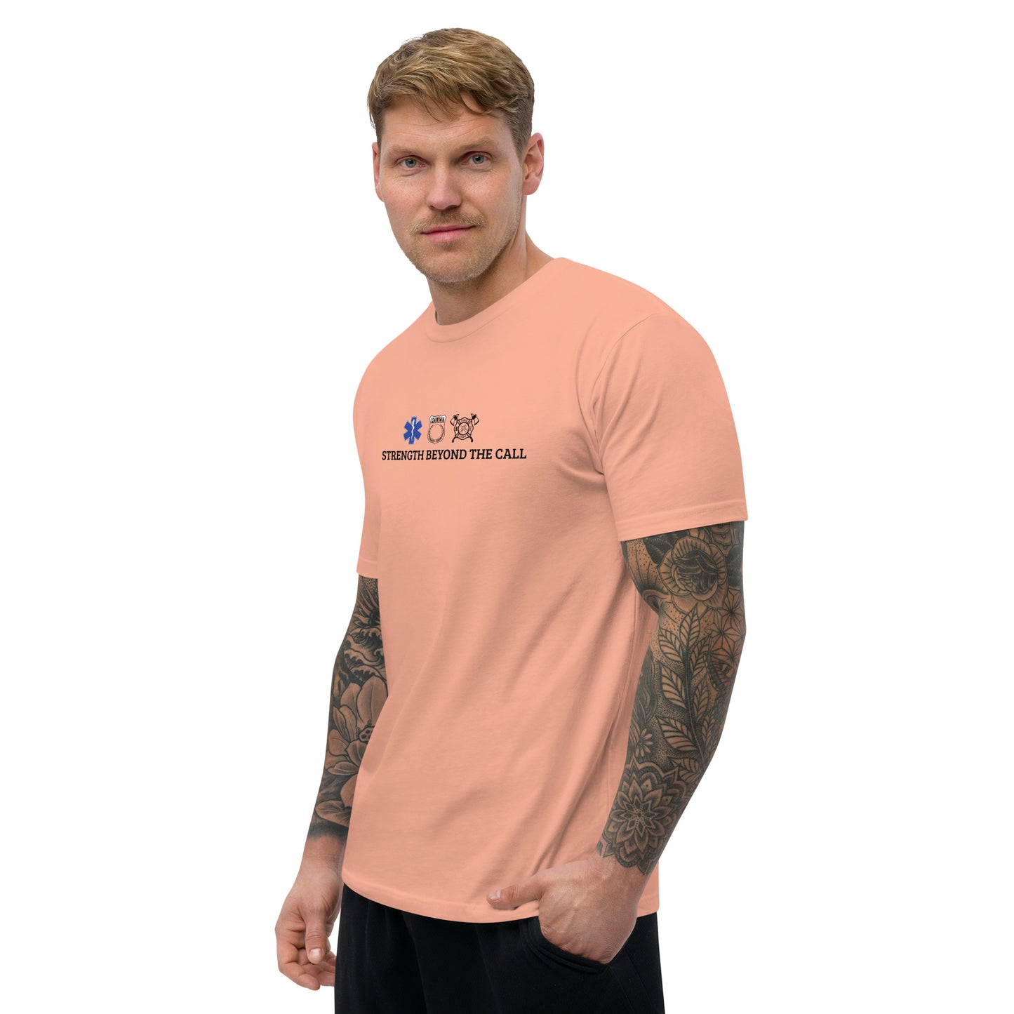 Strength Beyond The Call Fitted T-Shirt – First Responder PTSD Awareness | Revival Unleashed-Revival Unleashed