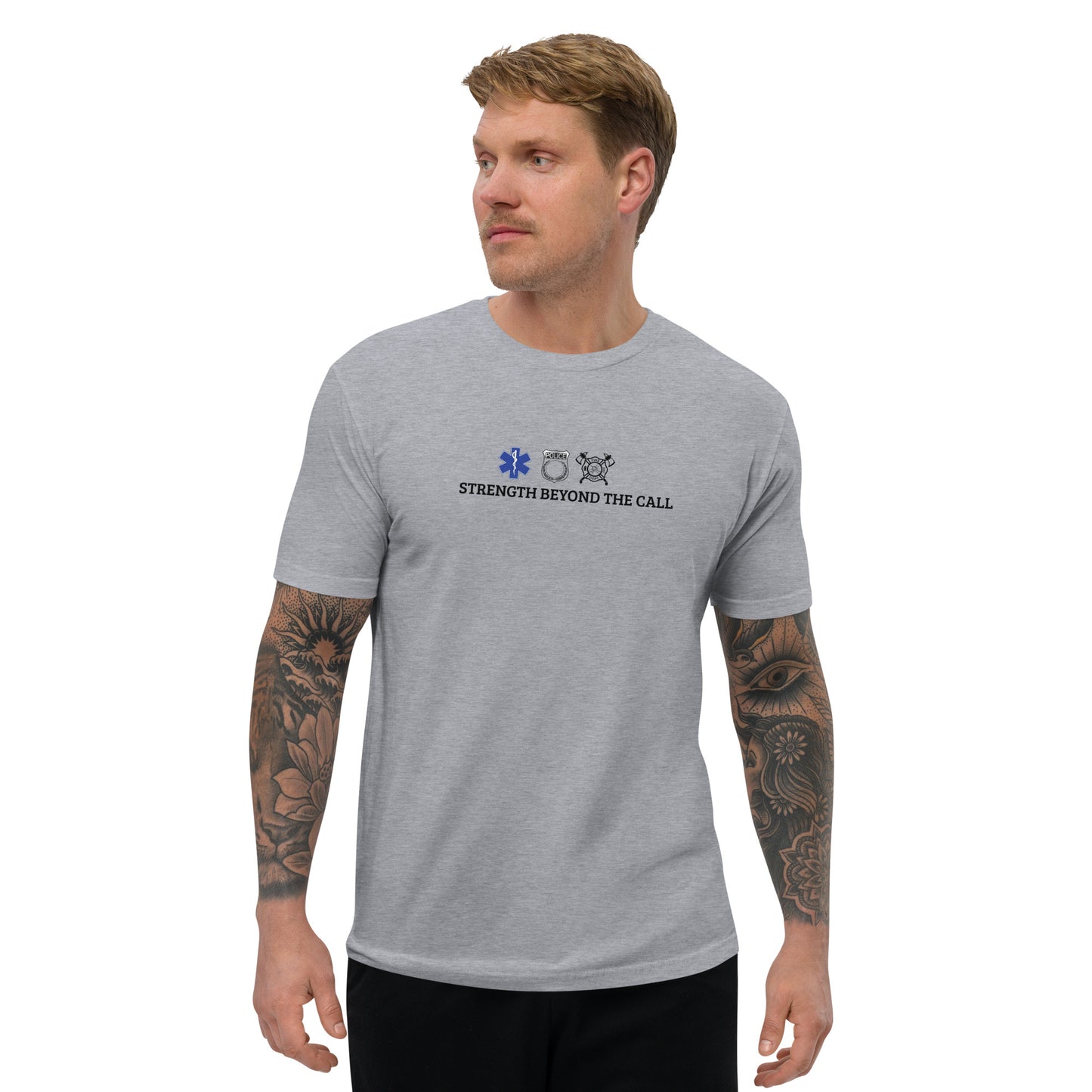 Strength Beyond The Call Fitted T-Shirt – First Responder PTSD Awareness | Revival Unleashed-Revival Unleashed