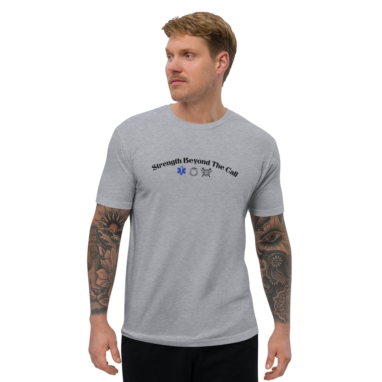 Strength Beyond The Call Curved Logo T-Shirt – First Responder PTSD Awareness | Revival Unleashed-Revival Unleashed