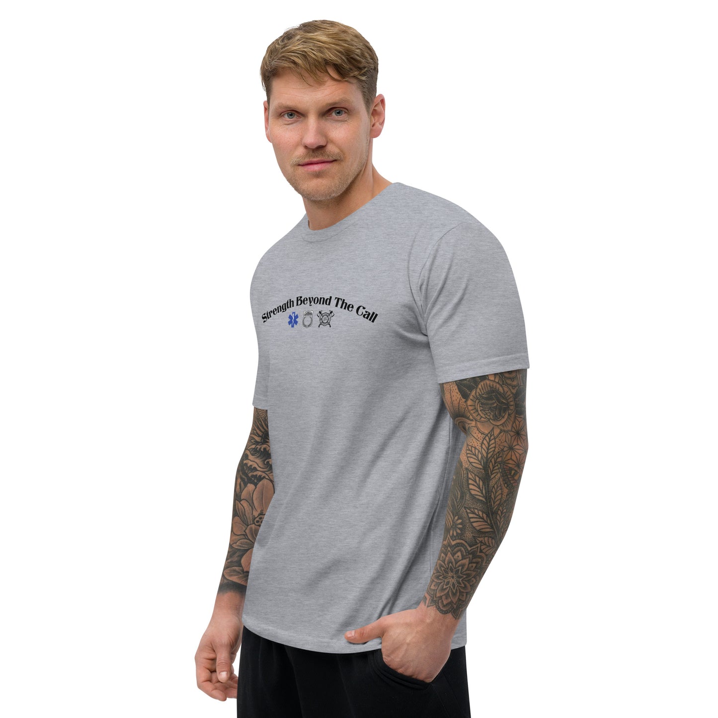 Strength Beyond The Call Curved Logo T-Shirt – First Responder PTSD Awareness | Revival Unleashed-Revival Unleashed