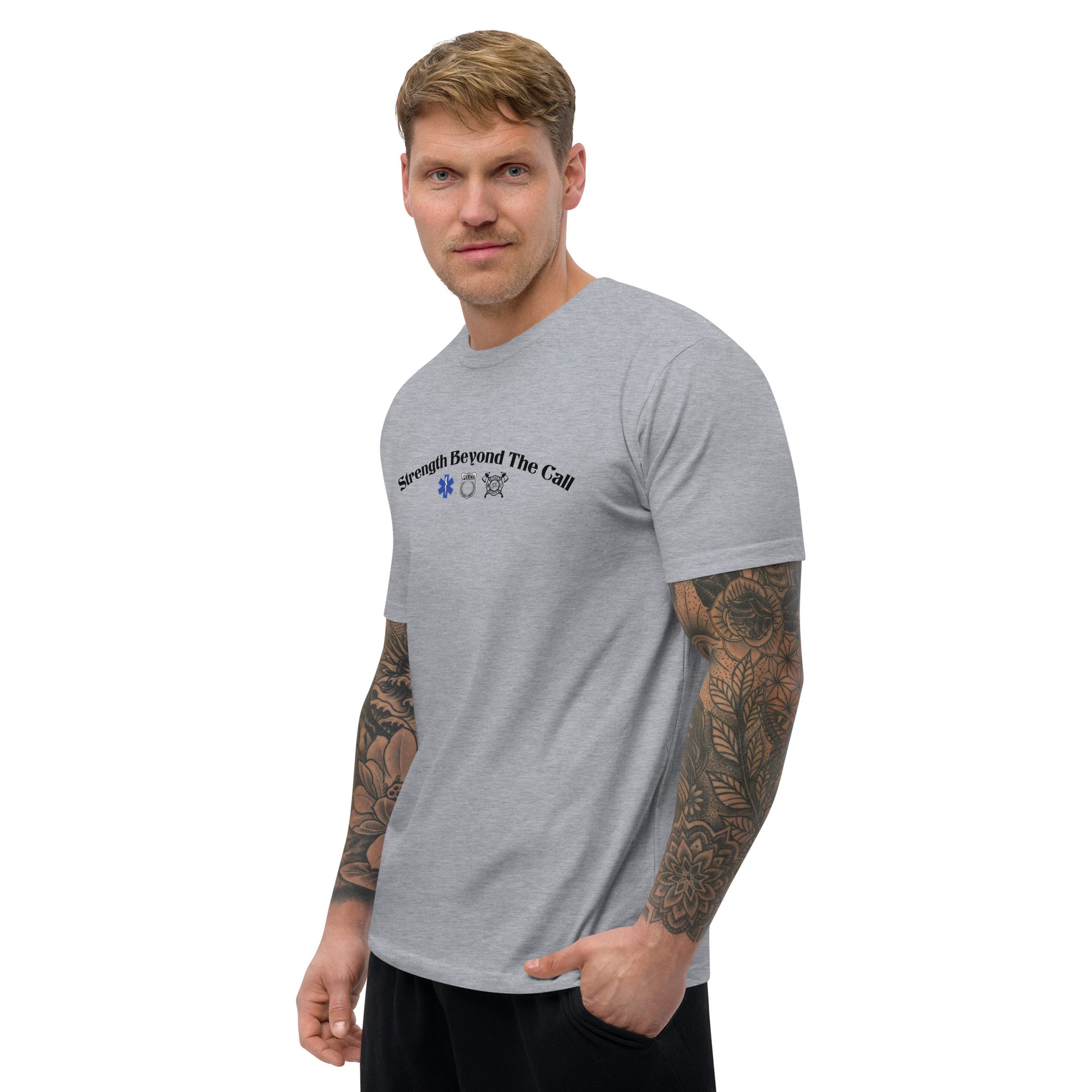 Strength Beyond The Call Curved Logo T-Shirt – First Responder PTSD Awareness | Revival Unleashed-Revival Unleashed