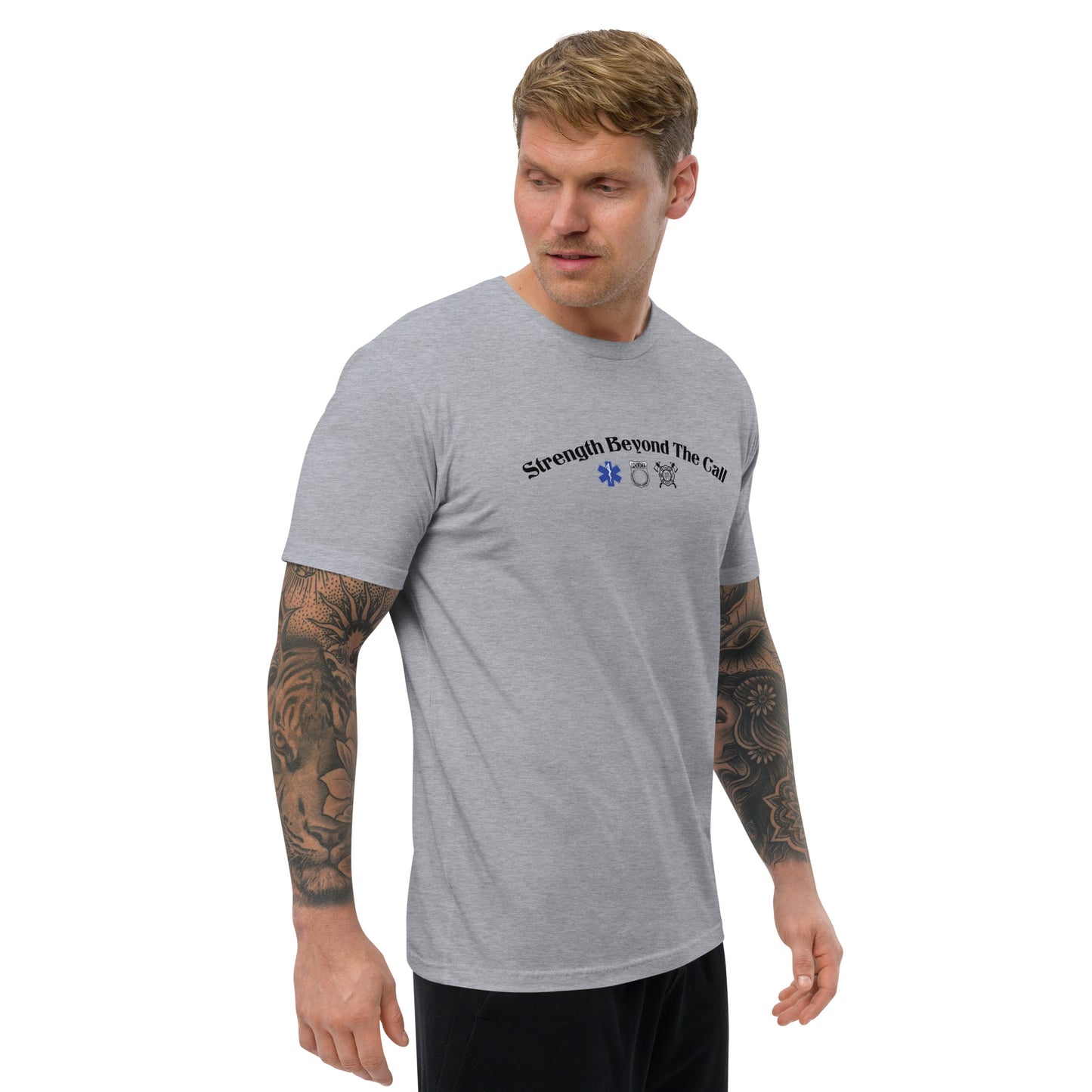 Strength Beyond The Call Curved Logo T-Shirt – First Responder PTSD Awareness | Revival Unleashed-Revival Unleashed
