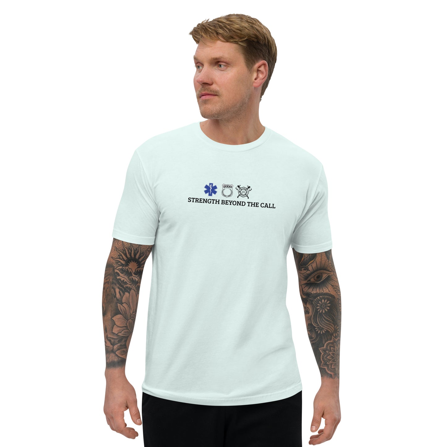 Strength Beyond The Call Fitted T-Shirt – First Responder PTSD Awareness | Revival Unleashed-Revival Unleashed