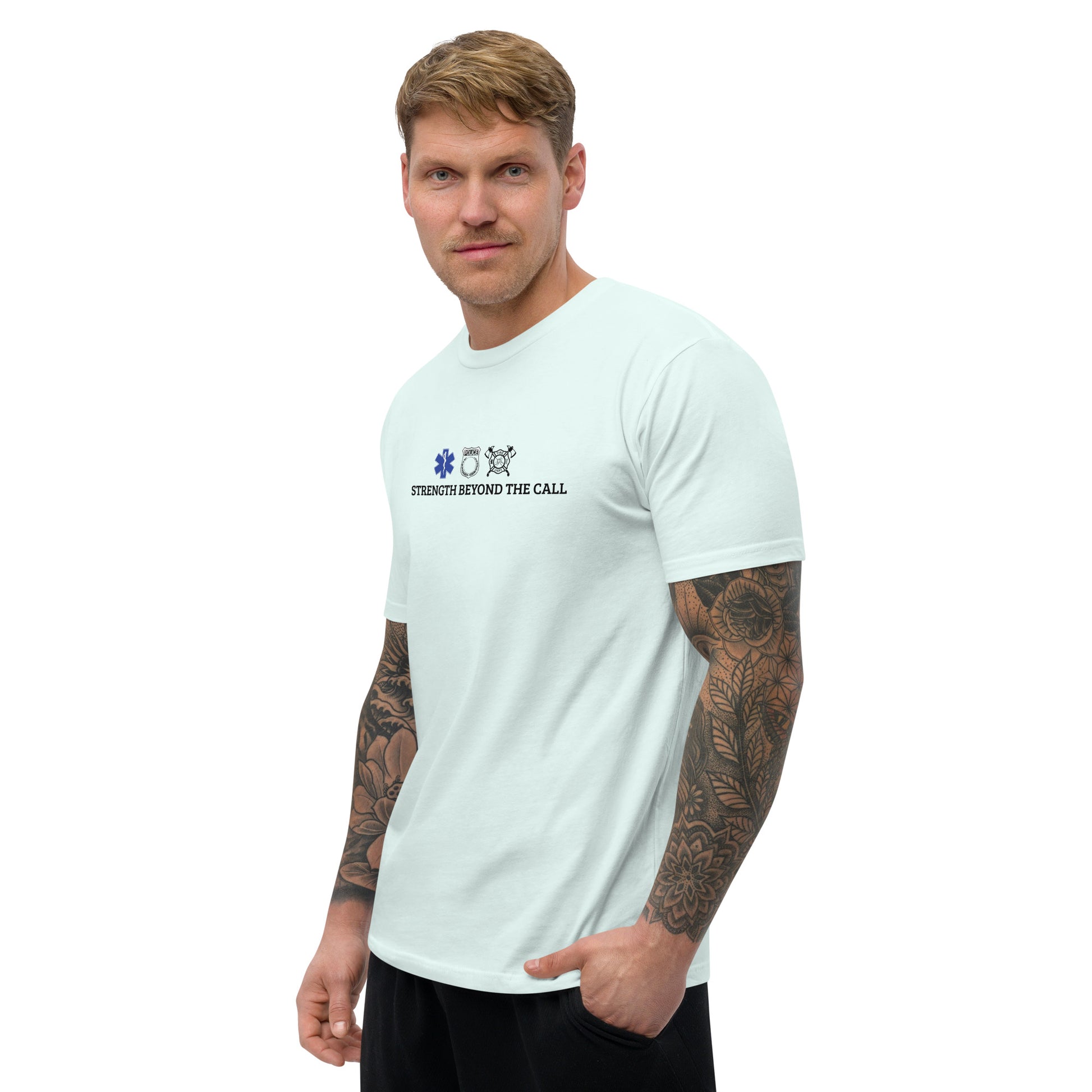 Strength Beyond The Call Fitted T-Shirt – First Responder PTSD Awareness | Revival Unleashed-Revival Unleashed