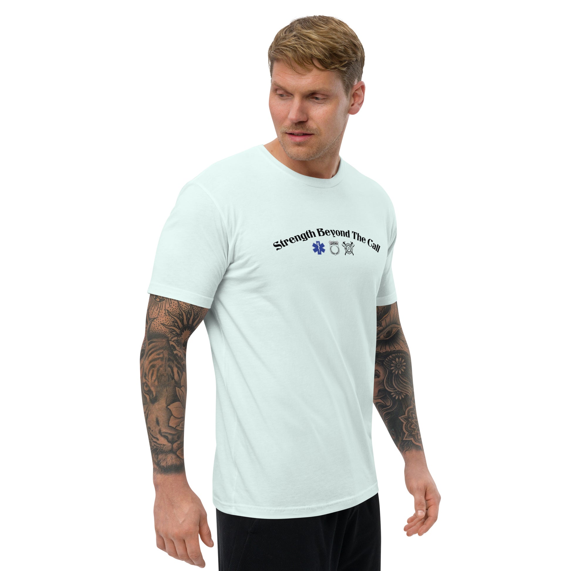 Strength Beyond The Call Curved Logo T-Shirt – First Responder PTSD Awareness | Revival Unleashed-Revival Unleashed