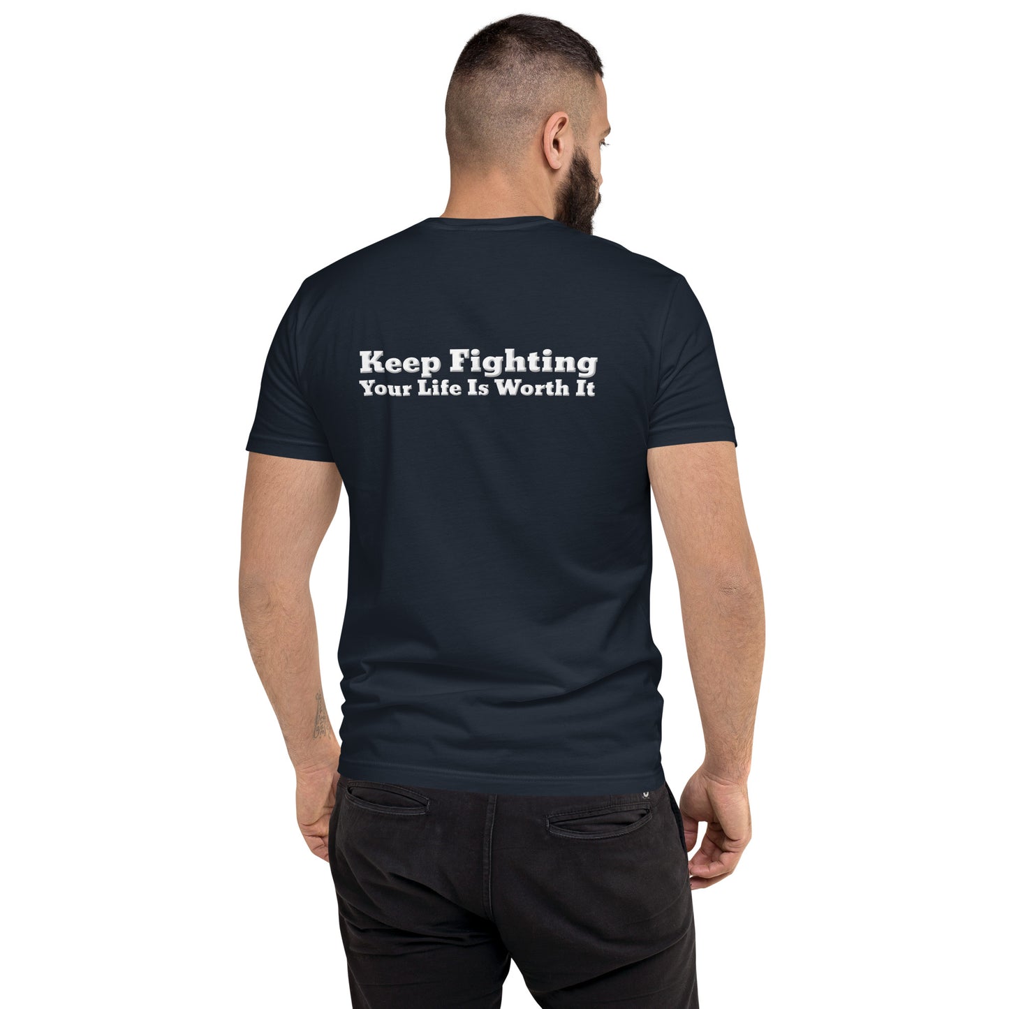 Keep Fighting Fitted T-Shirt – Mental Health Apparel | Revival Unleashed-Revival Unleashed