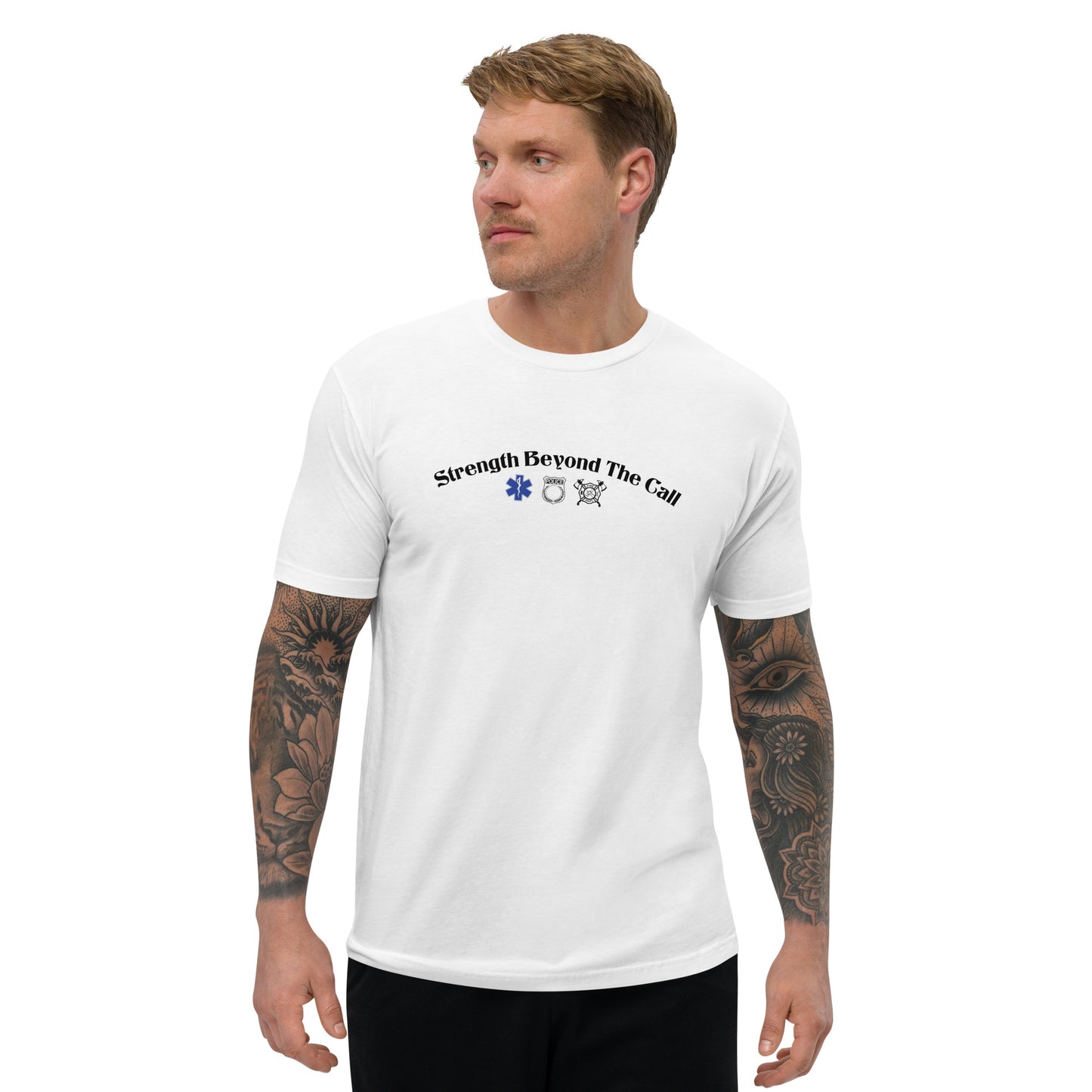 Strength Beyond The Call Curved Logo T-Shirt – First Responder PTSD Awareness | Revival Unleashed-Revival Unleashed