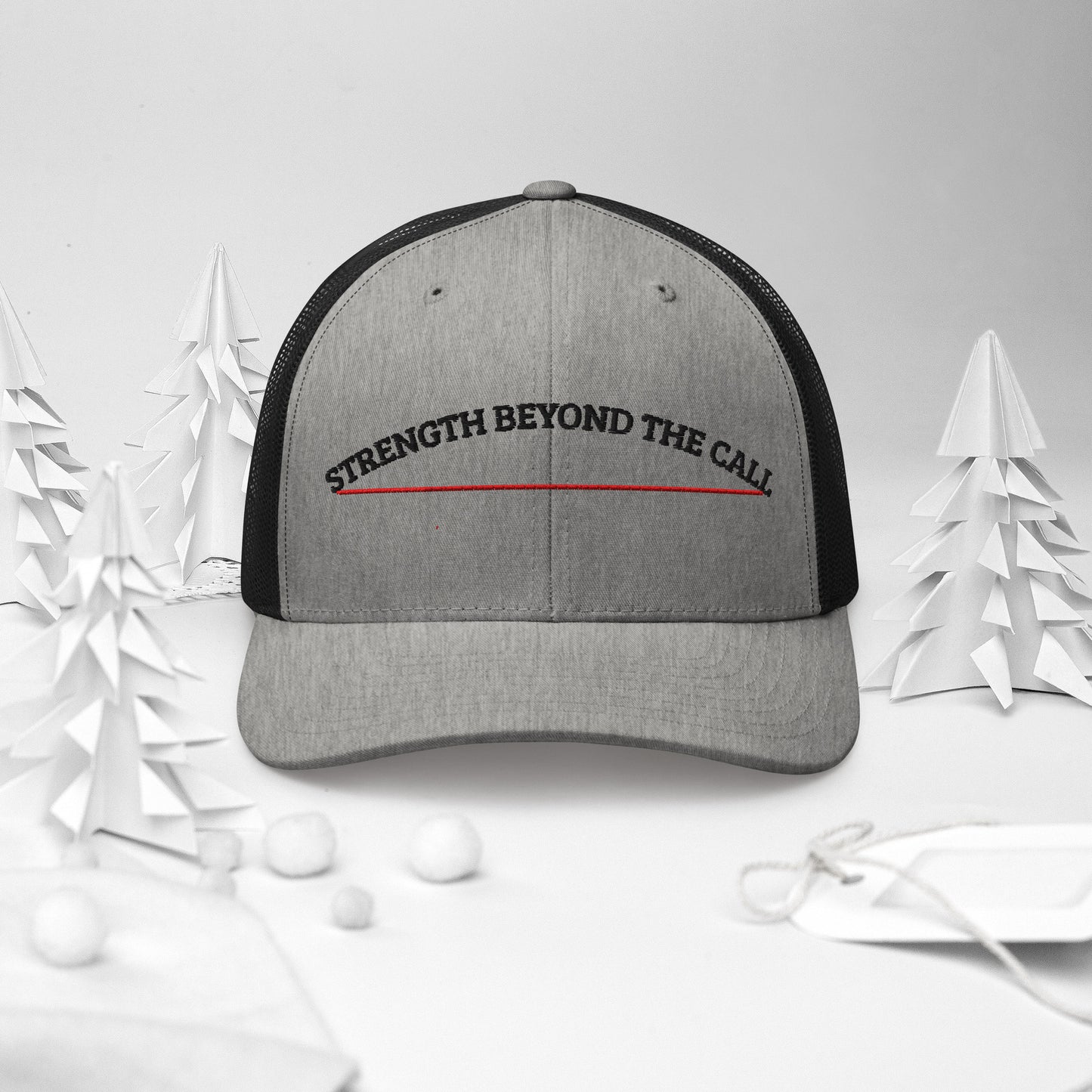 Strength Beyond The Call Red Line Embroidered Snapback Hat – PTSD Awareness | Revival Unleashed-Revival Unleashed