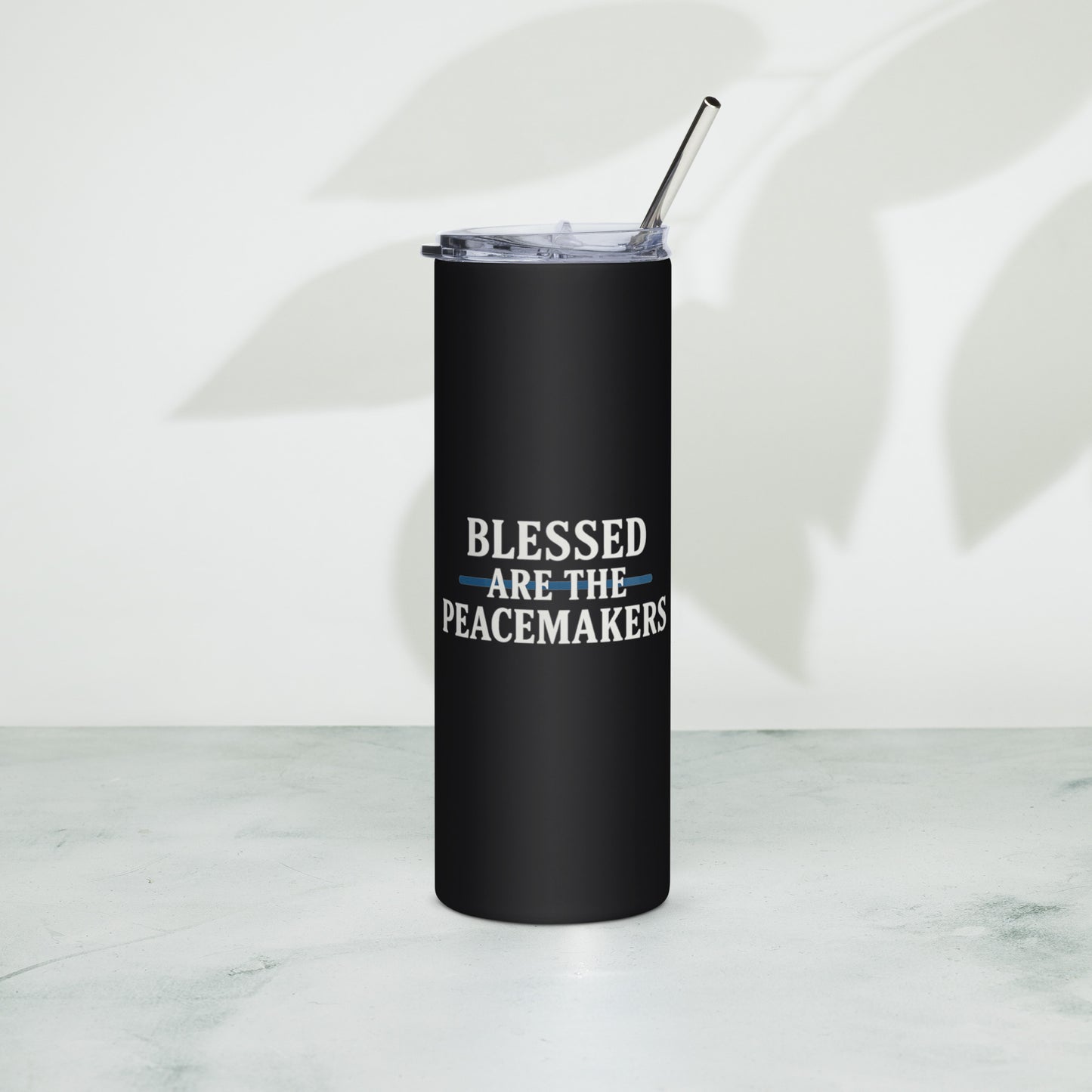 Blessed Are The Peacemakers Blue Line Tumbler – Christian Faith Drinkware | Revival Unleashed-Revival Unleashed