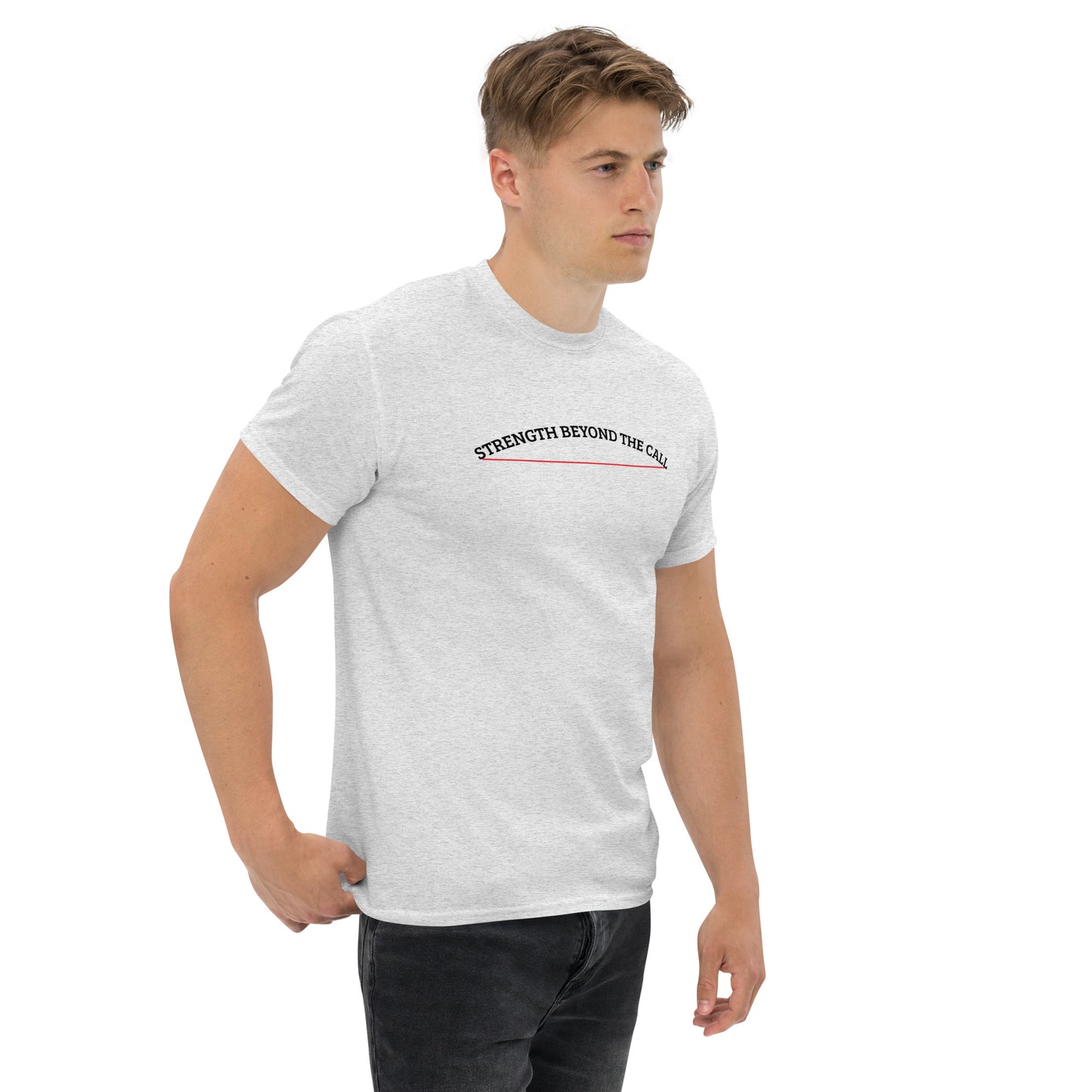 Strength Beyond The Call Red Line Classic T-Shirt – First Responder PTSD Awareness | Revival Unleashed-Revival Unleashed