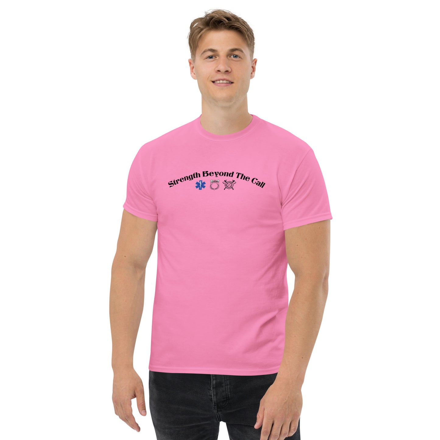 Strength Beyond The Call Curved Logo Classic T-Shirt – First Responder PTSD Awareness | Revival Unleashed-Revival Unleashed
