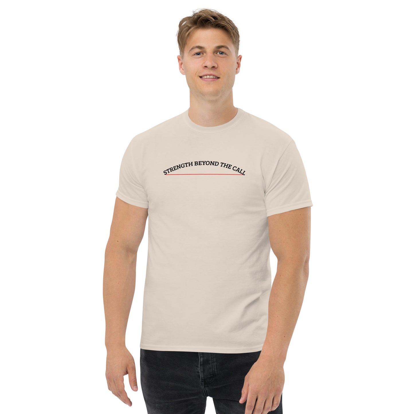 Strength Beyond The Call Red Line Classic T-Shirt – First Responder PTSD Awareness | Revival Unleashed-Revival Unleashed