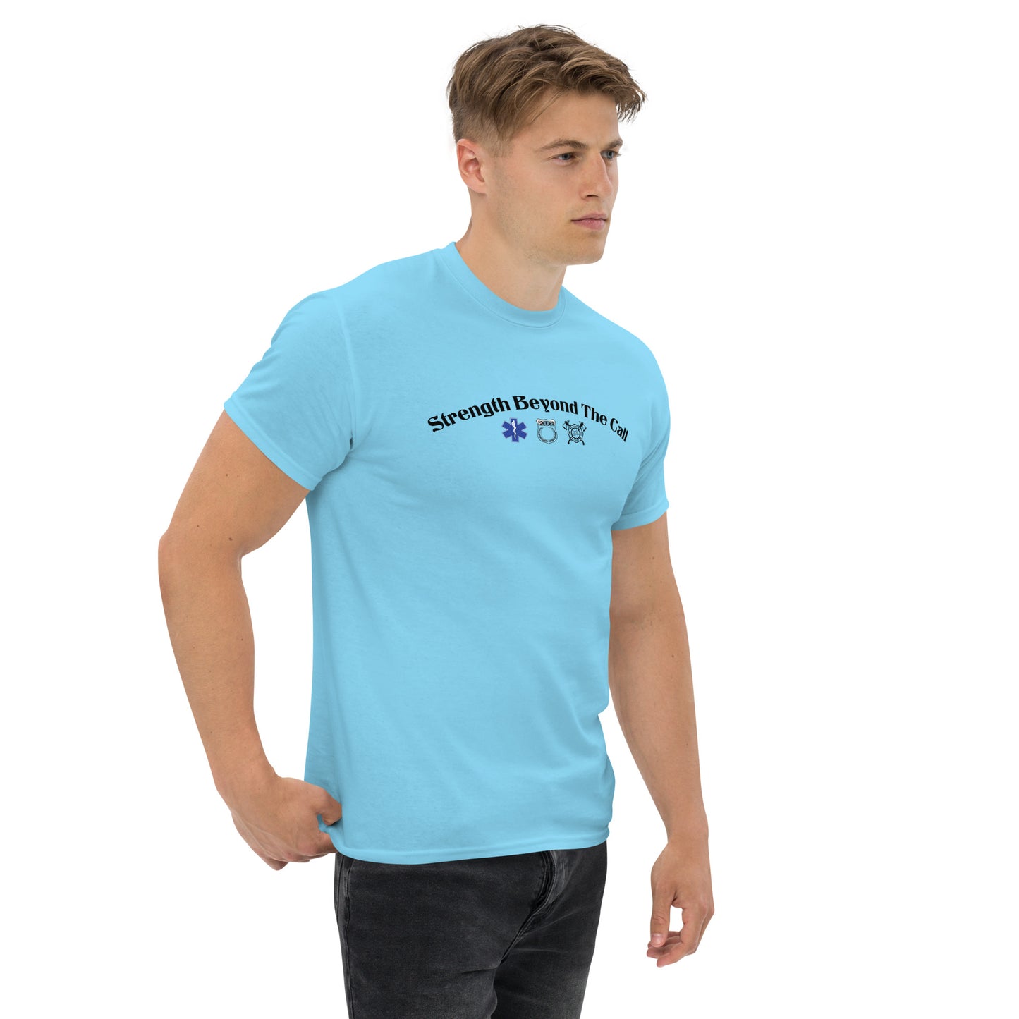Strength Beyond The Call Curved Logo Classic T-Shirt – First Responder PTSD Awareness | Revival Unleashed-Revival Unleashed