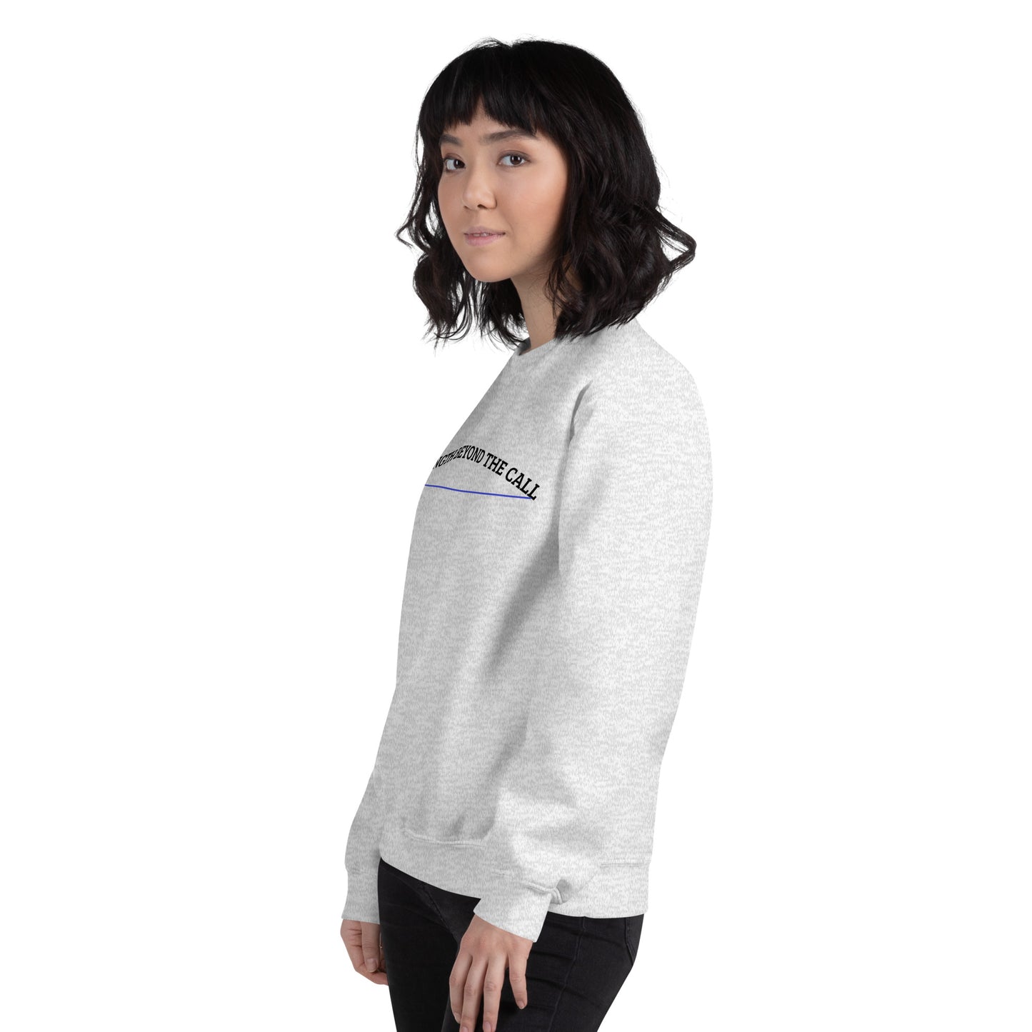 Strength Beyond The Call Blue Line Curved Logo Sweatshirt – Law Enforcement PTSD Awareness | Revival Unleashed-Revival Unleashed