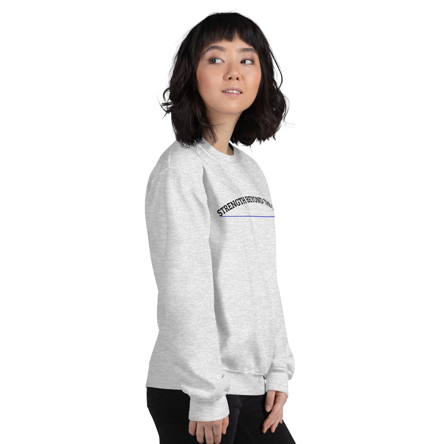 Strength Beyond The Call Blue Line Curved Logo Sweatshirt – Law Enforcement PTSD Awareness | Revival Unleashed-Revival Unleashed
