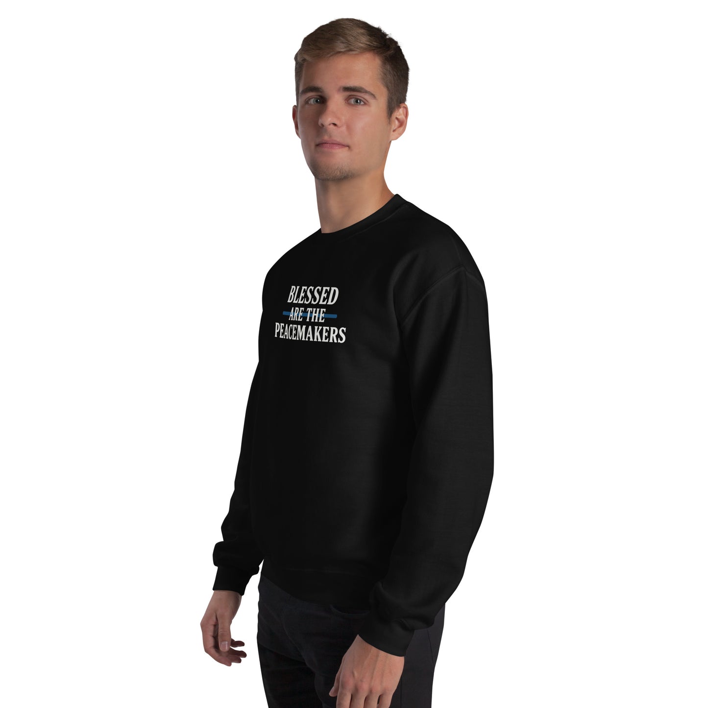 Blessed Are The Peacemakers Blue Line Unisex Sweater – Christian Faith Apparel | Revival Unleashed-Revival Unleashed