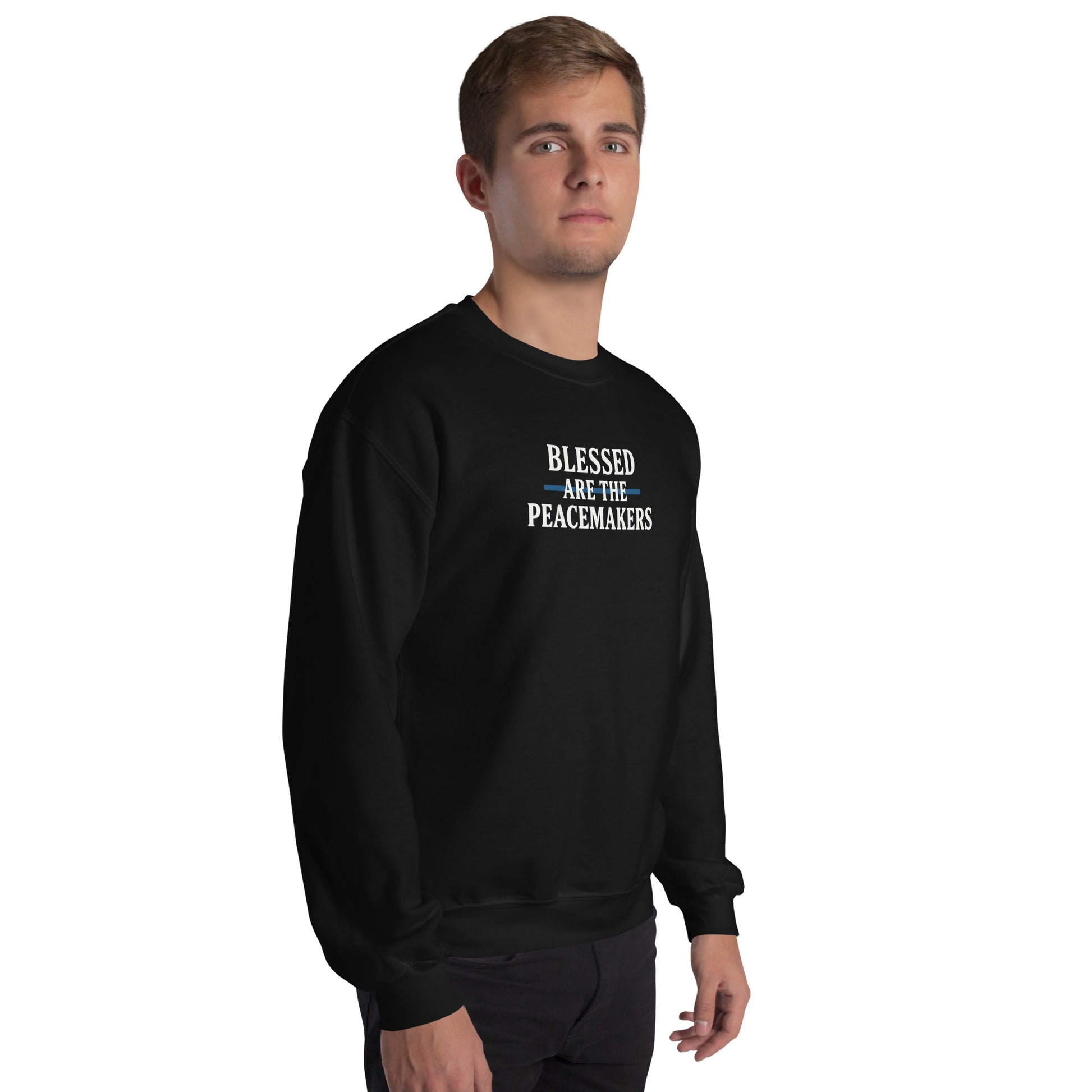 Blessed Are The Peacemakers Blue Line Unisex Sweater – Christian Faith Apparel | Revival Unleashed-Revival Unleashed