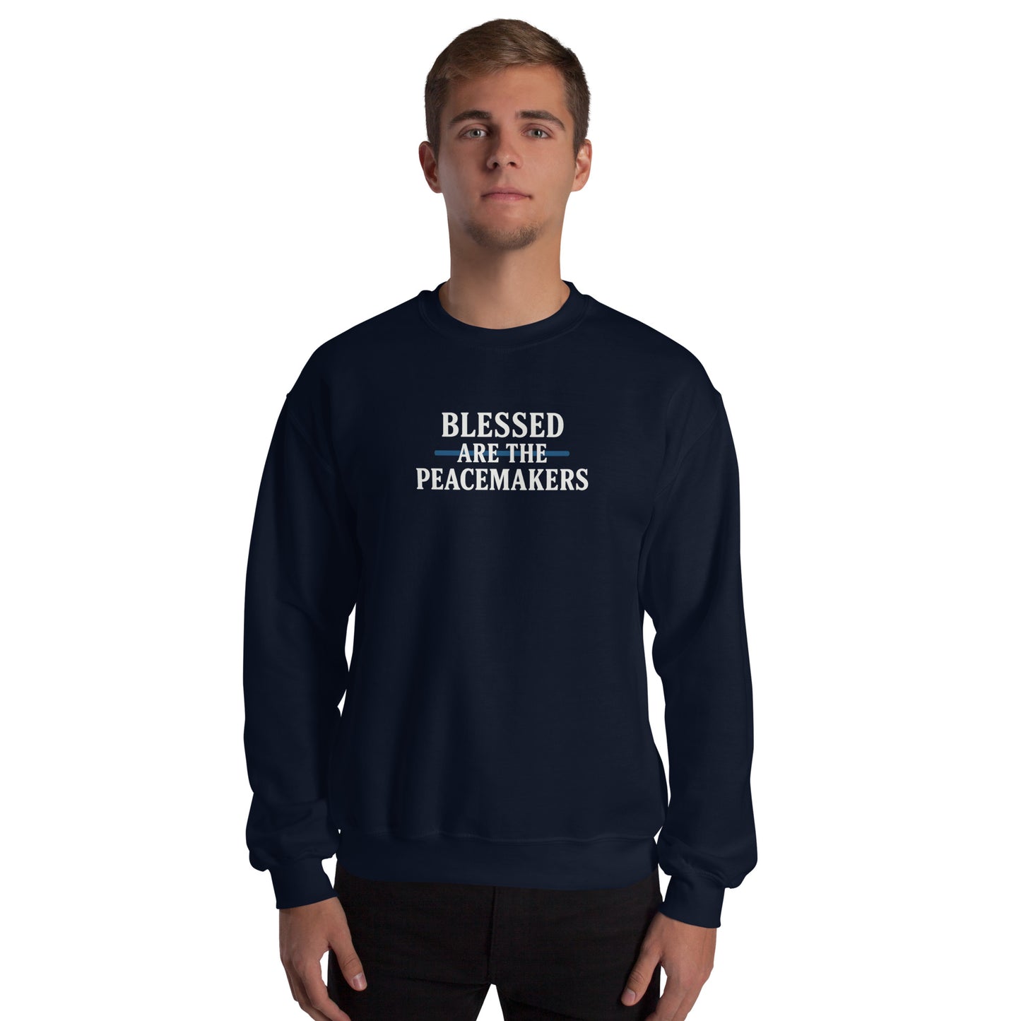 Blessed Are The Peacemakers Blue Line Unisex Sweater – Christian Faith Apparel | Revival Unleashed-Revival Unleashed