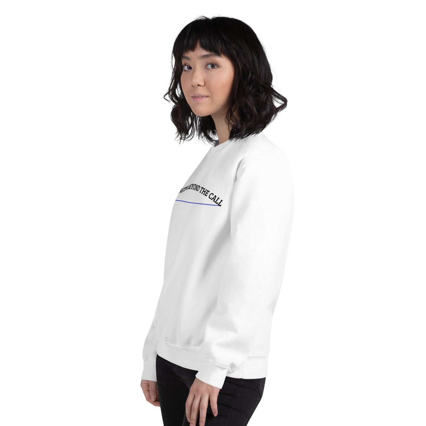 Strength Beyond The Call Blue Line Curved Logo Sweatshirt – Law Enforcement PTSD Awareness | Revival Unleashed-Revival Unleashed
