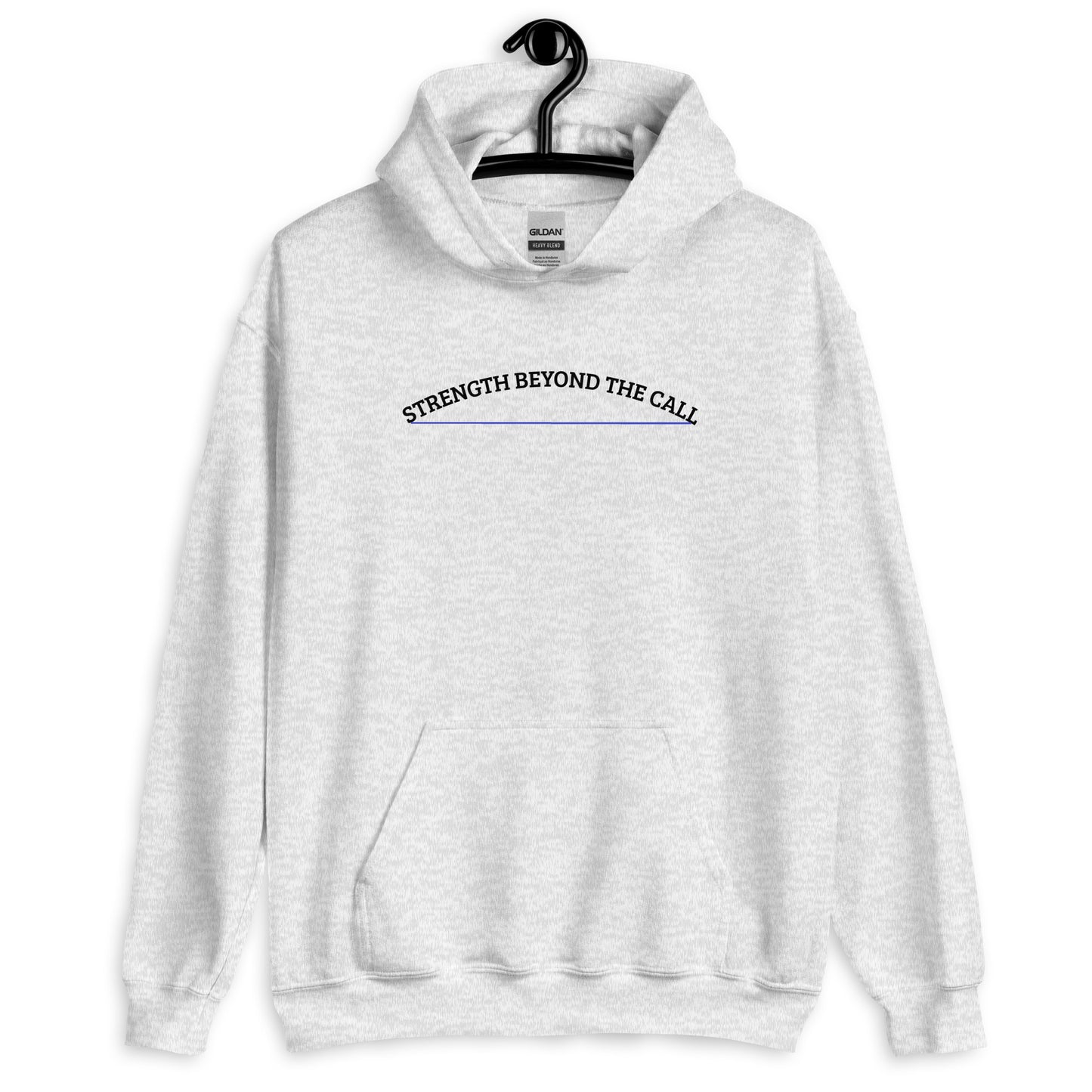 Strength Beyond The Call Blue Line Curved Logo Unisex Hoodie-Revival Unleashed