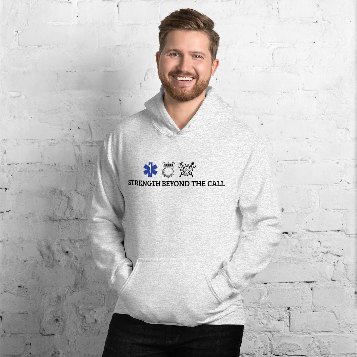 Strength Beyond The Call Straight Logo Hoodie – First Responder Apparel | Revival Unleashed-Revival Unleashed