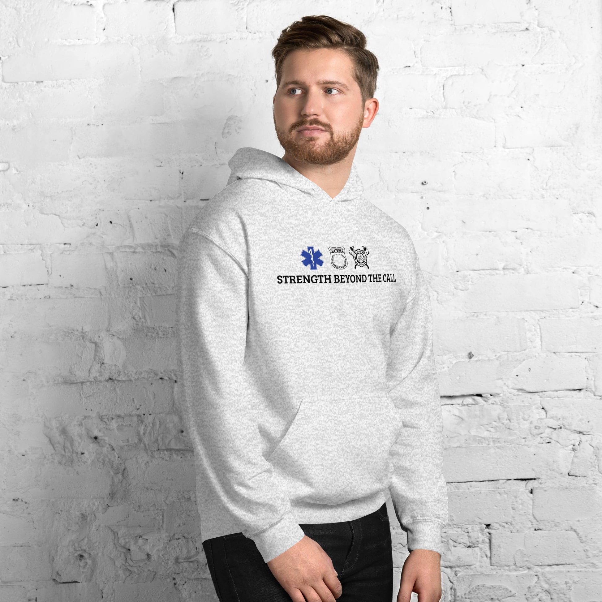Strength Beyond The Call Straight Logo Hoodie – First Responder Apparel | Revival Unleashed-Revival Unleashed