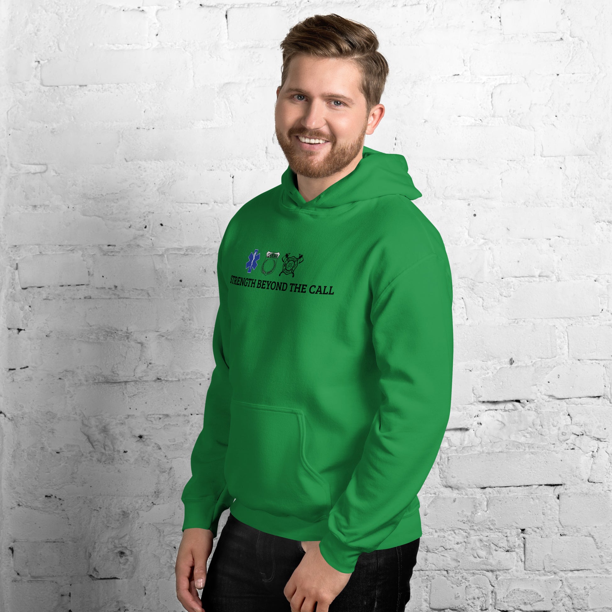 Strength Beyond The Call Straight Logo Hoodie – First Responder Apparel | Revival Unleashed-Revival Unleashed