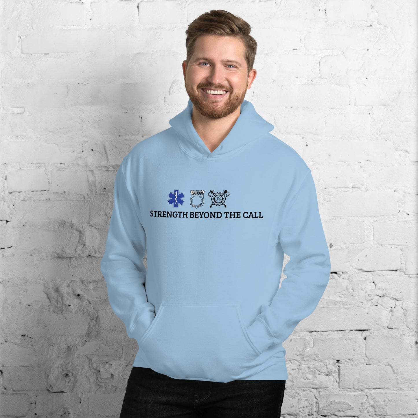 Strength Beyond The Call Straight Logo Hoodie – First Responder Apparel | Revival Unleashed-Revival Unleashed