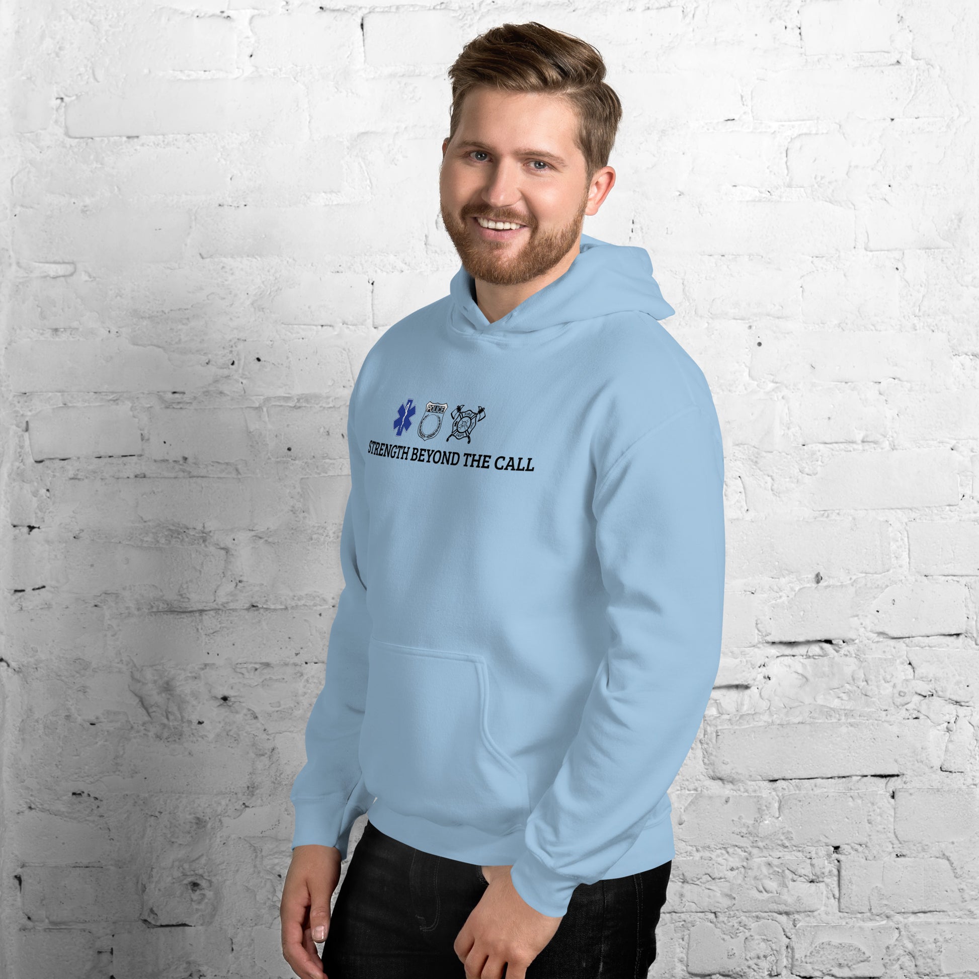 Strength Beyond The Call Straight Logo Hoodie – First Responder Apparel | Revival Unleashed-Revival Unleashed