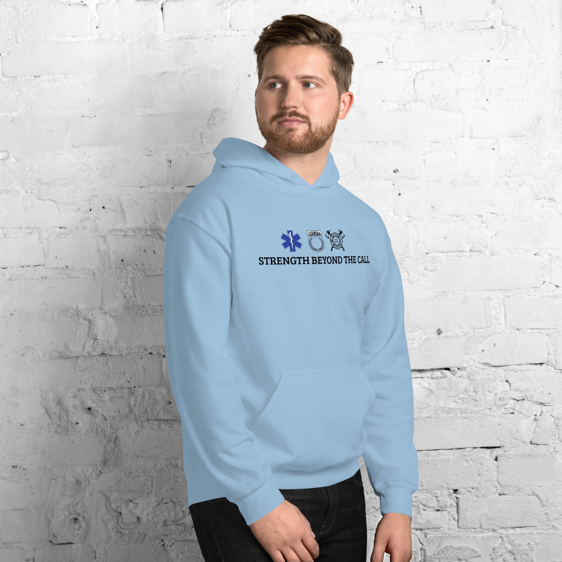 Strength Beyond The Call Straight Logo Hoodie – First Responder Apparel | Revival Unleashed-Revival Unleashed