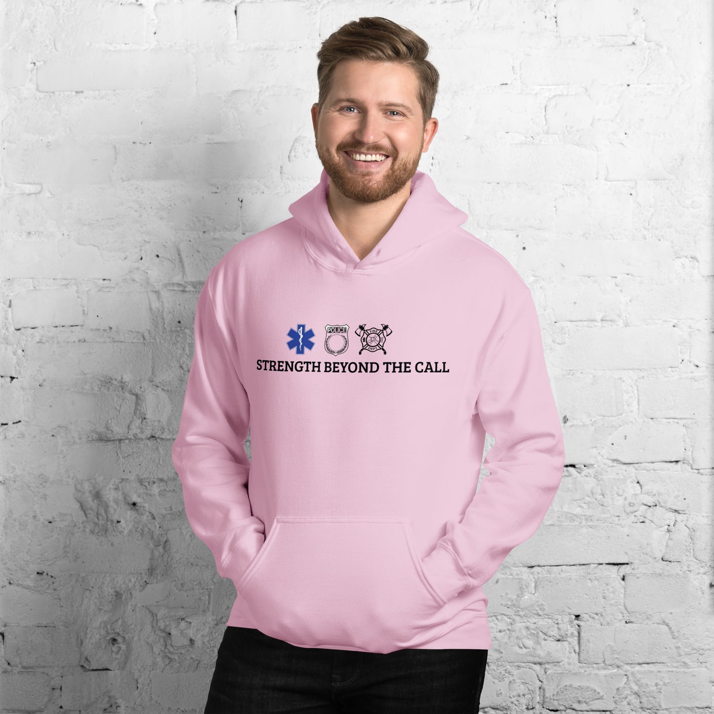 Strength Beyond The Call Straight Logo Hoodie – First Responder Apparel | Revival Unleashed-Revival Unleashed