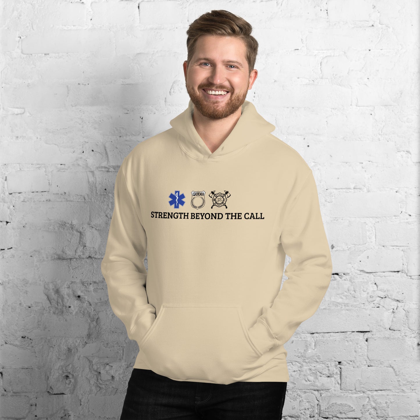 Strength Beyond The Call Straight Logo Hoodie – First Responder Apparel | Revival Unleashed-Revival Unleashed