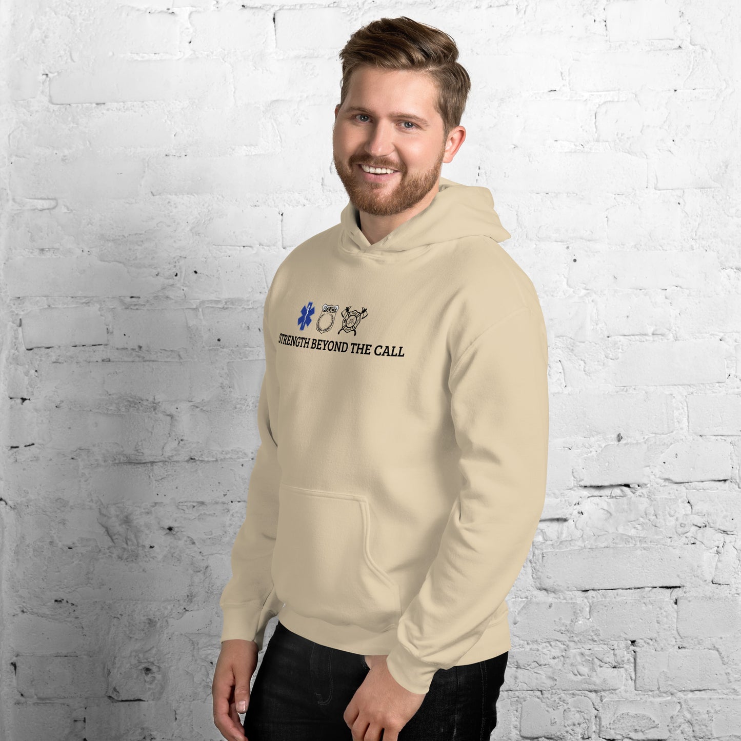 Strength Beyond The Call Straight Logo Hoodie – First Responder Apparel | Revival Unleashed-Revival Unleashed