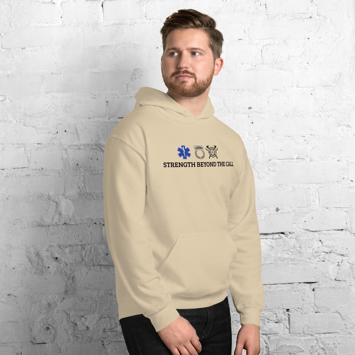 Strength Beyond The Call Straight Logo Hoodie – First Responder Apparel | Revival Unleashed-Revival Unleashed