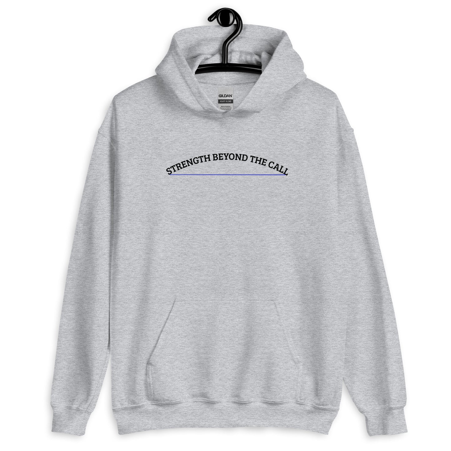 Strength Beyond The Call Blue Line Curved Logo Unisex Hoodie-Revival Unleashed