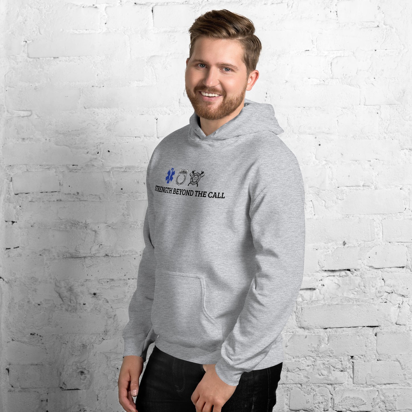 Strength Beyond The Call Straight Logo Hoodie – First Responder Apparel | Revival Unleashed-Revival Unleashed