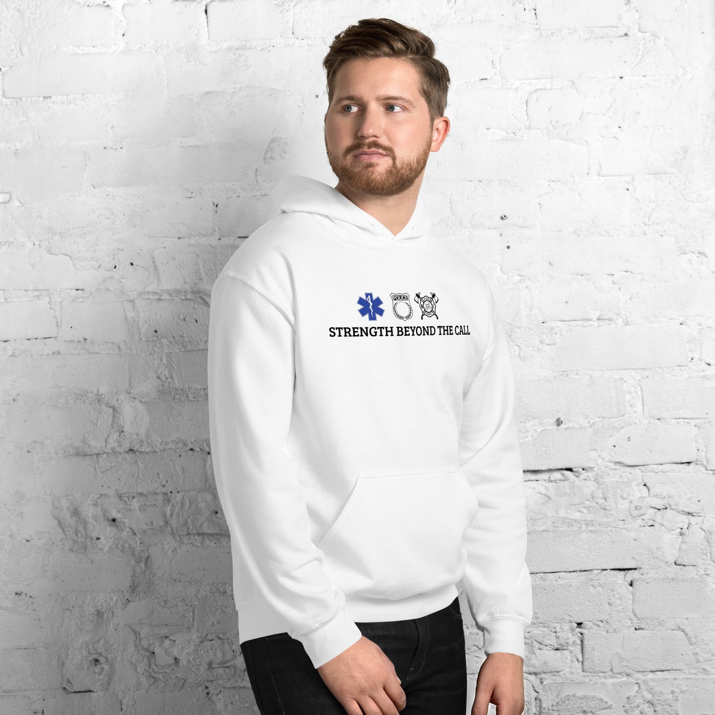 Strength Beyond The Call Straight Logo Hoodie – First Responder Apparel | Revival Unleashed-Revival Unleashed