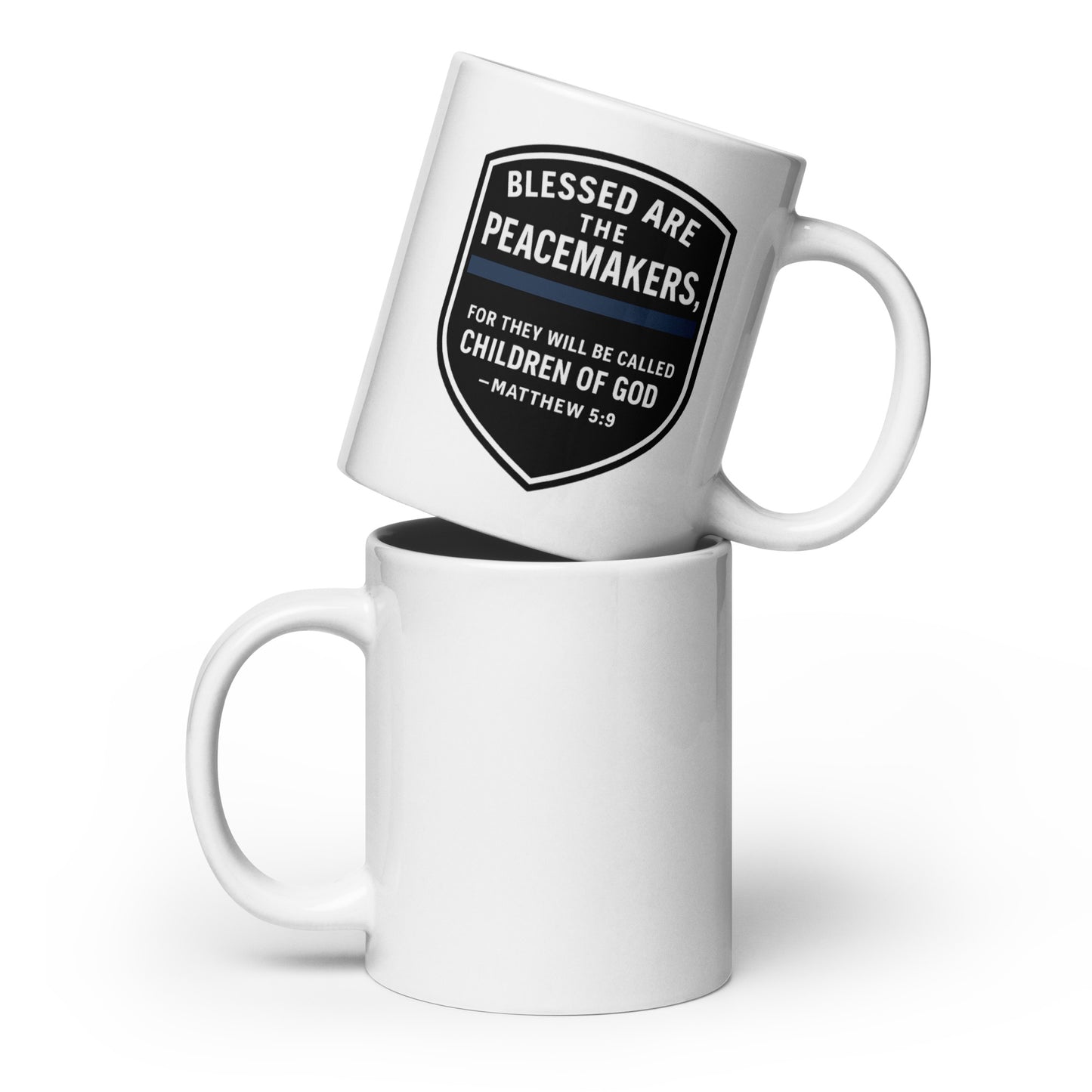 Revival Unleashed Blessed Are the Peacemakers White Glossy Mug – Christian Faith & Law Enforcement Drinkware-Revival Unleashed