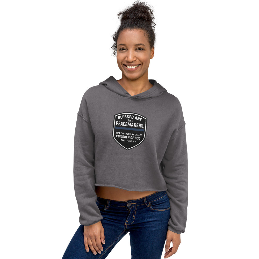 Blessed Are the Peacemakers Crop Hoodie – Christian Faith & Law Enforcement Apparel-Revival Unleashed
