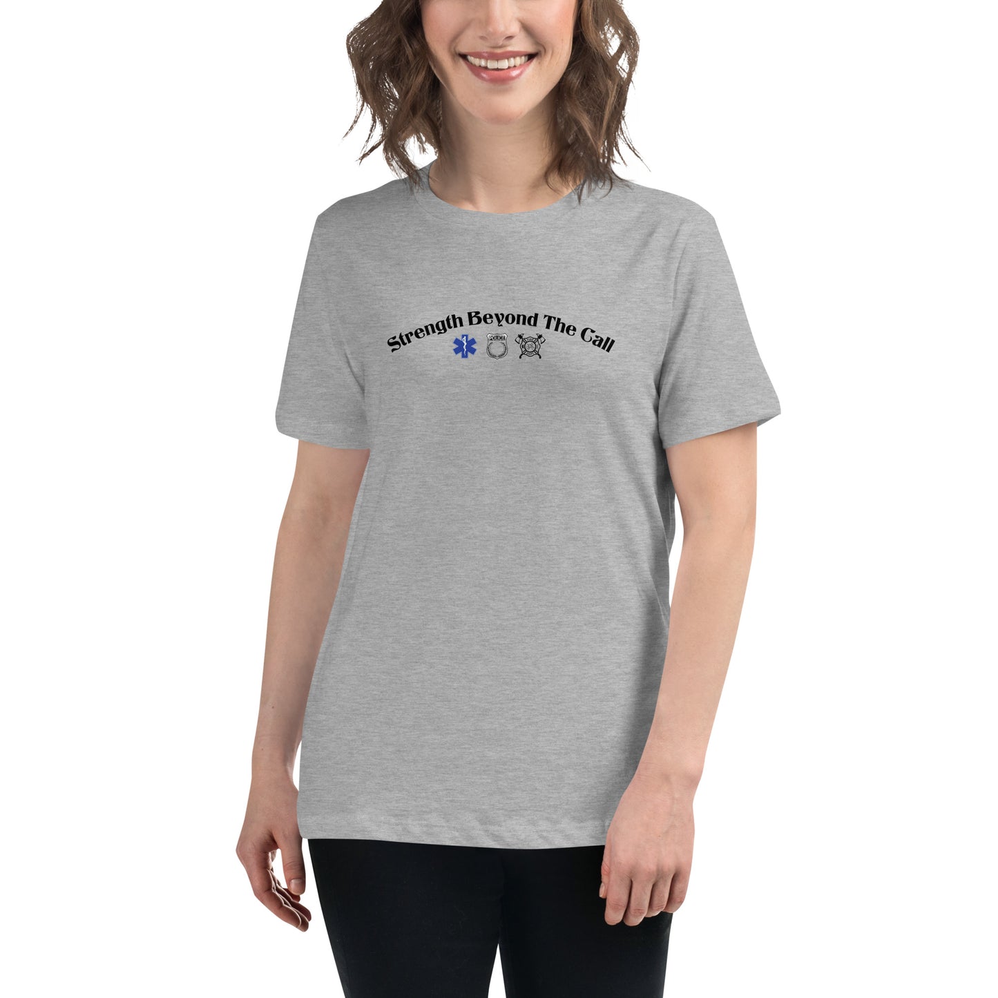Strength Beyond The Call Curved Logo Women’s T-Shirt – First Responder PTSD Awareness | Revival Unleashed-Revival Unleashed