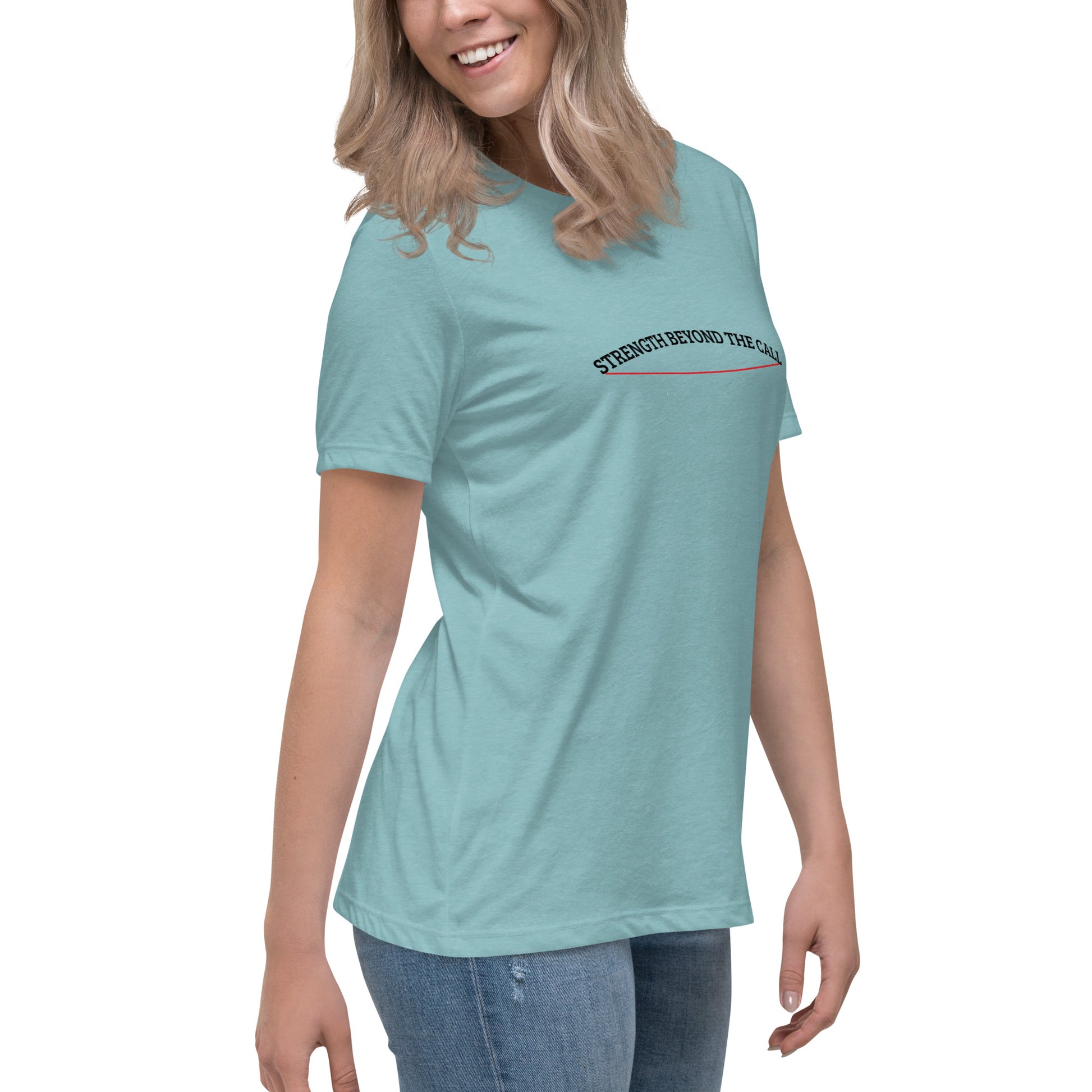 Strength Beyond The Call Red Line Women’s T-Shirt – First Responder PTSD Awareness | Revival Unleashed-Revival Unleashed