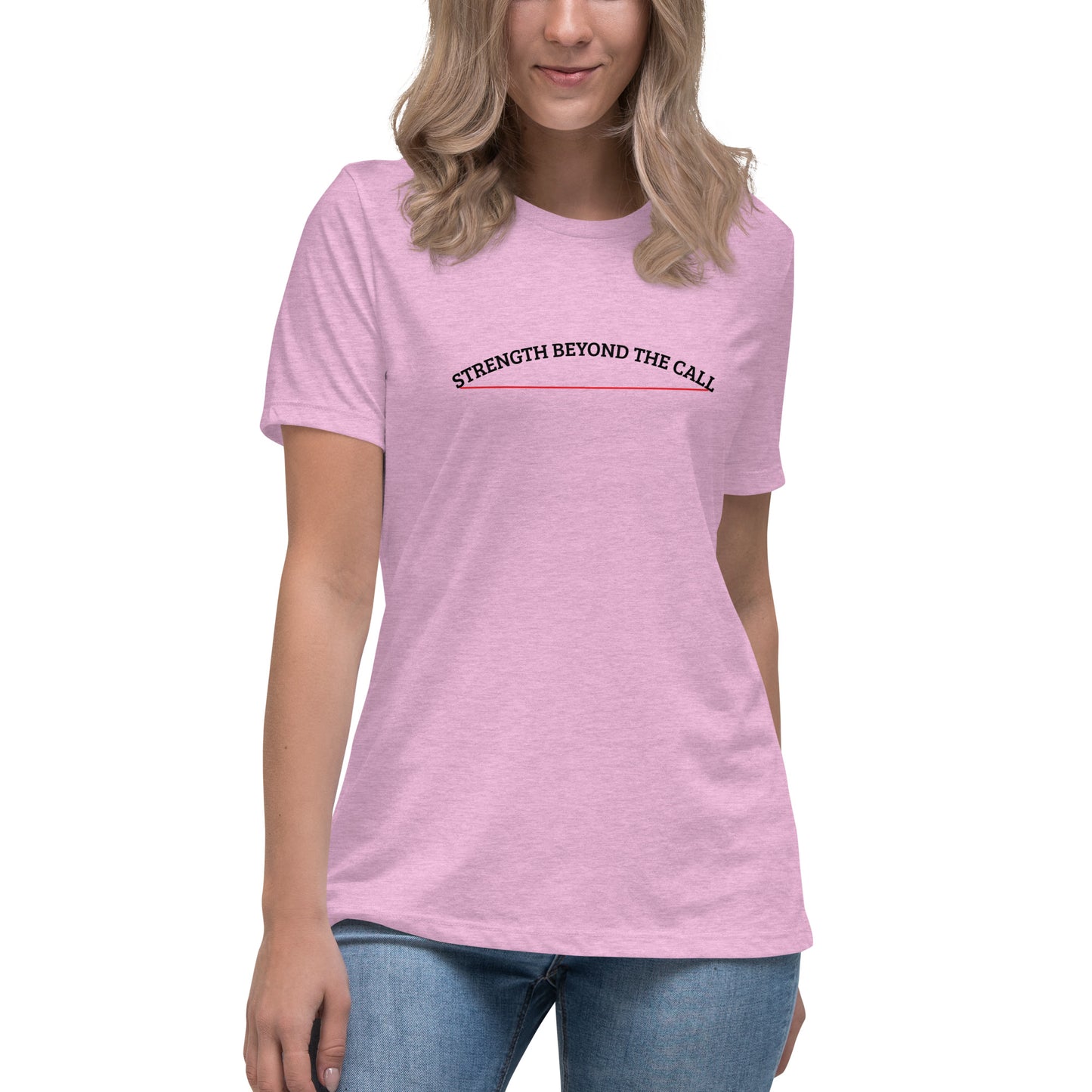 Strength Beyond The Call Red Line Women’s T-Shirt – First Responder PTSD Awareness | Revival Unleashed-Revival Unleashed