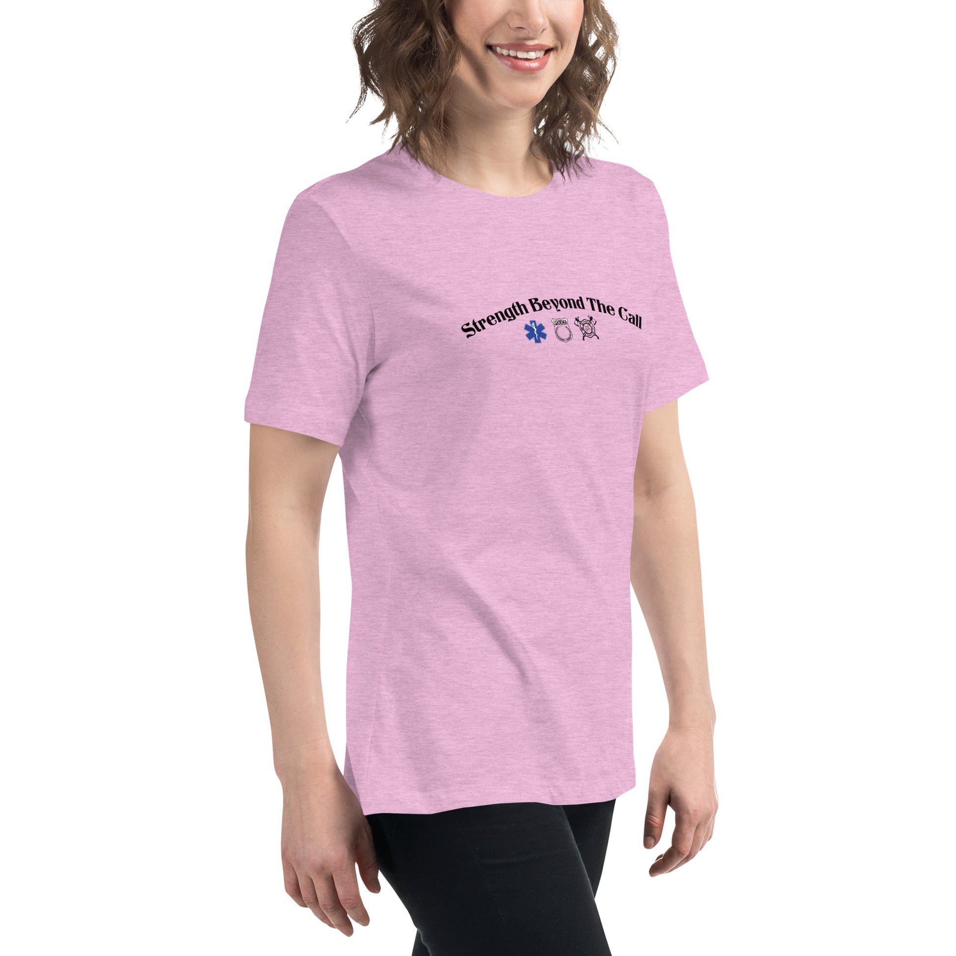 Strength Beyond The Call Curved Logo Women’s T-Shirt – First Responder PTSD Awareness | Revival Unleashed-Revival Unleashed