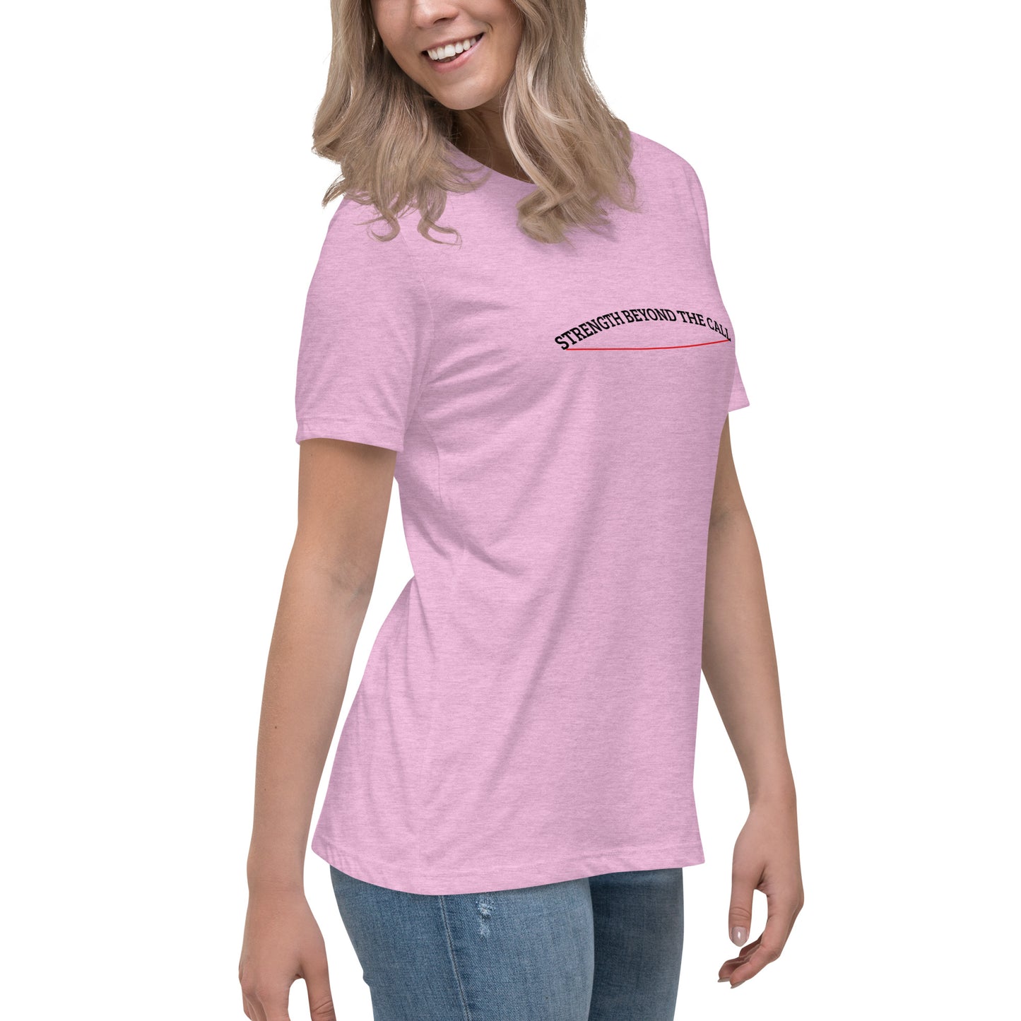 Strength Beyond The Call Red Line Women’s T-Shirt – First Responder PTSD Awareness | Revival Unleashed-Revival Unleashed