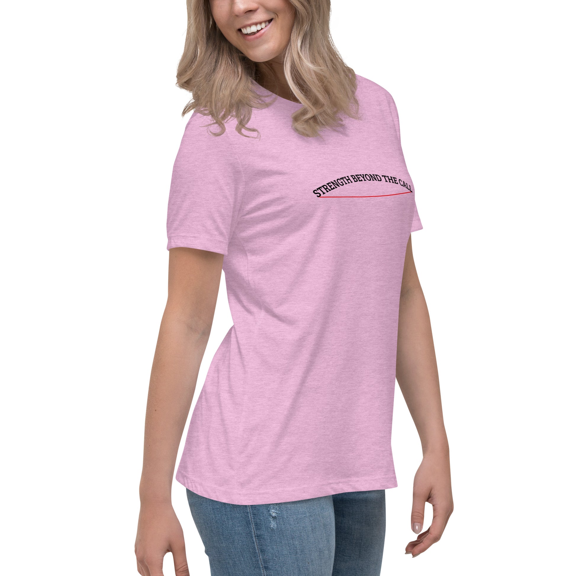 Strength Beyond The Call Red Line Women’s T-Shirt – First Responder PTSD Awareness | Revival Unleashed-Revival Unleashed