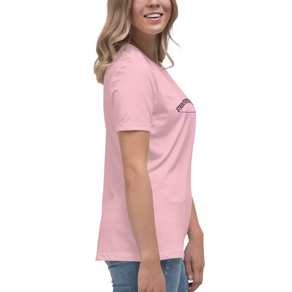 Strength Beyond The Call Blue Line Curved Logo Women’s T-Shirt – Law Enforcement PTSD Awareness | Revival Unleashed-Revival Unleashed