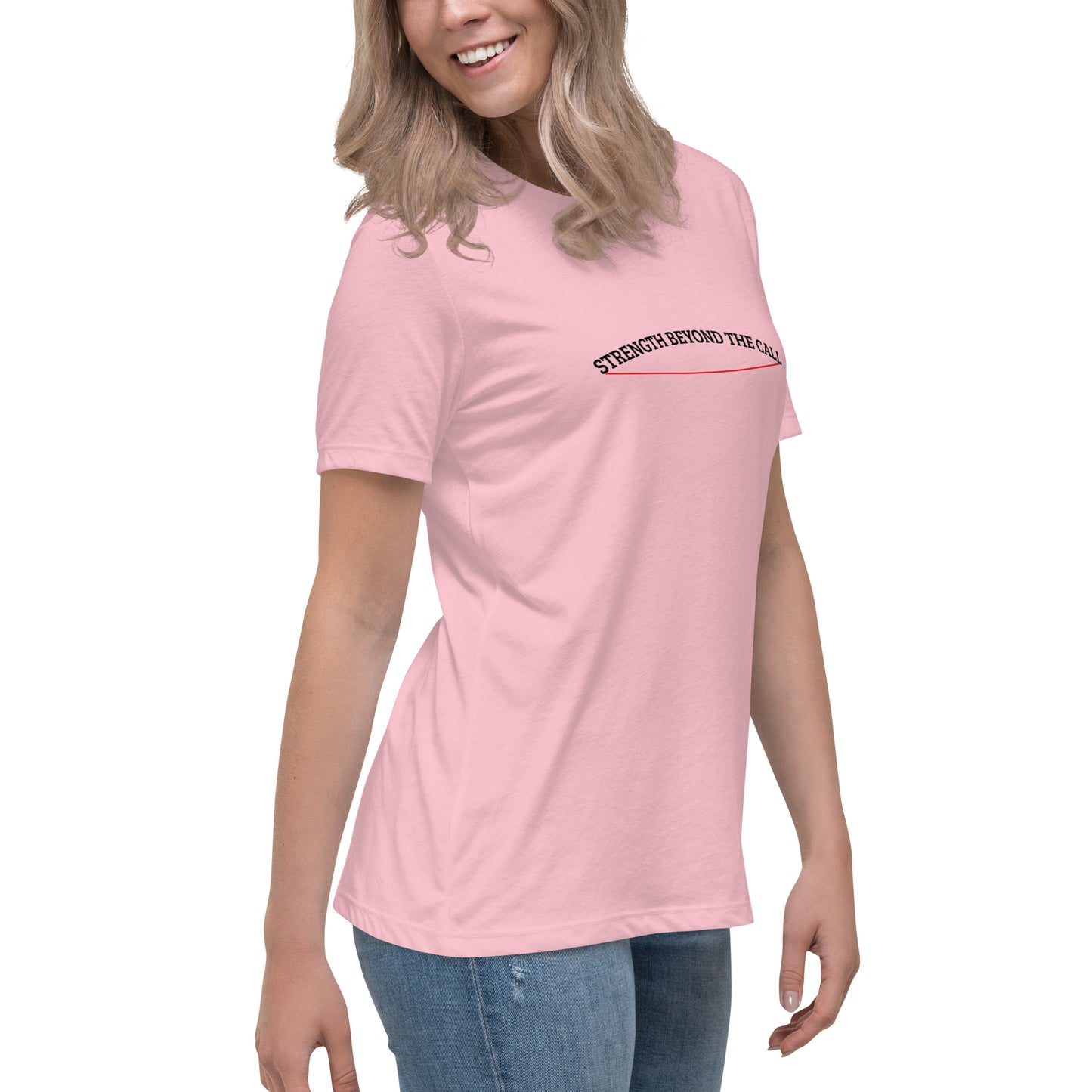 Strength Beyond The Call Red Line Women’s T-Shirt – First Responder PTSD Awareness | Revival Unleashed-Revival Unleashed