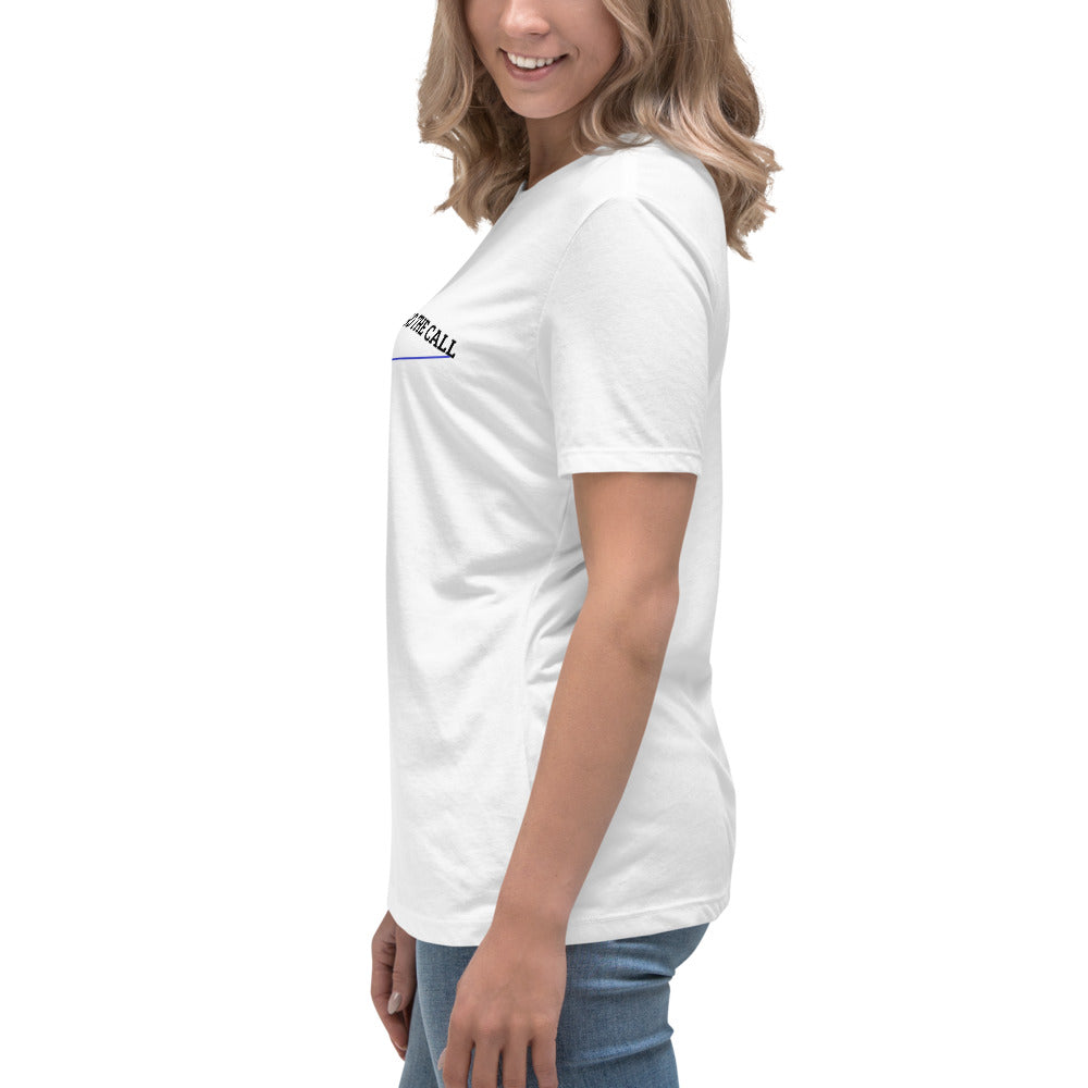 Strength Beyond The Call Blue Line Curved Logo Women’s T-Shirt – Law Enforcement PTSD Awareness | Revival Unleashed-Revival Unleashed